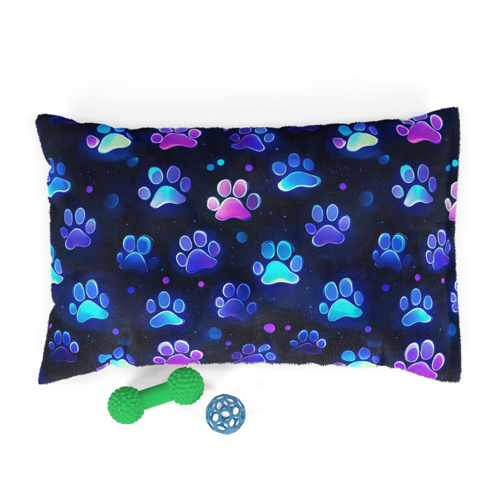 Neon Paw Print Pet Bed | Glow Paw Pattern Pillow Cushion