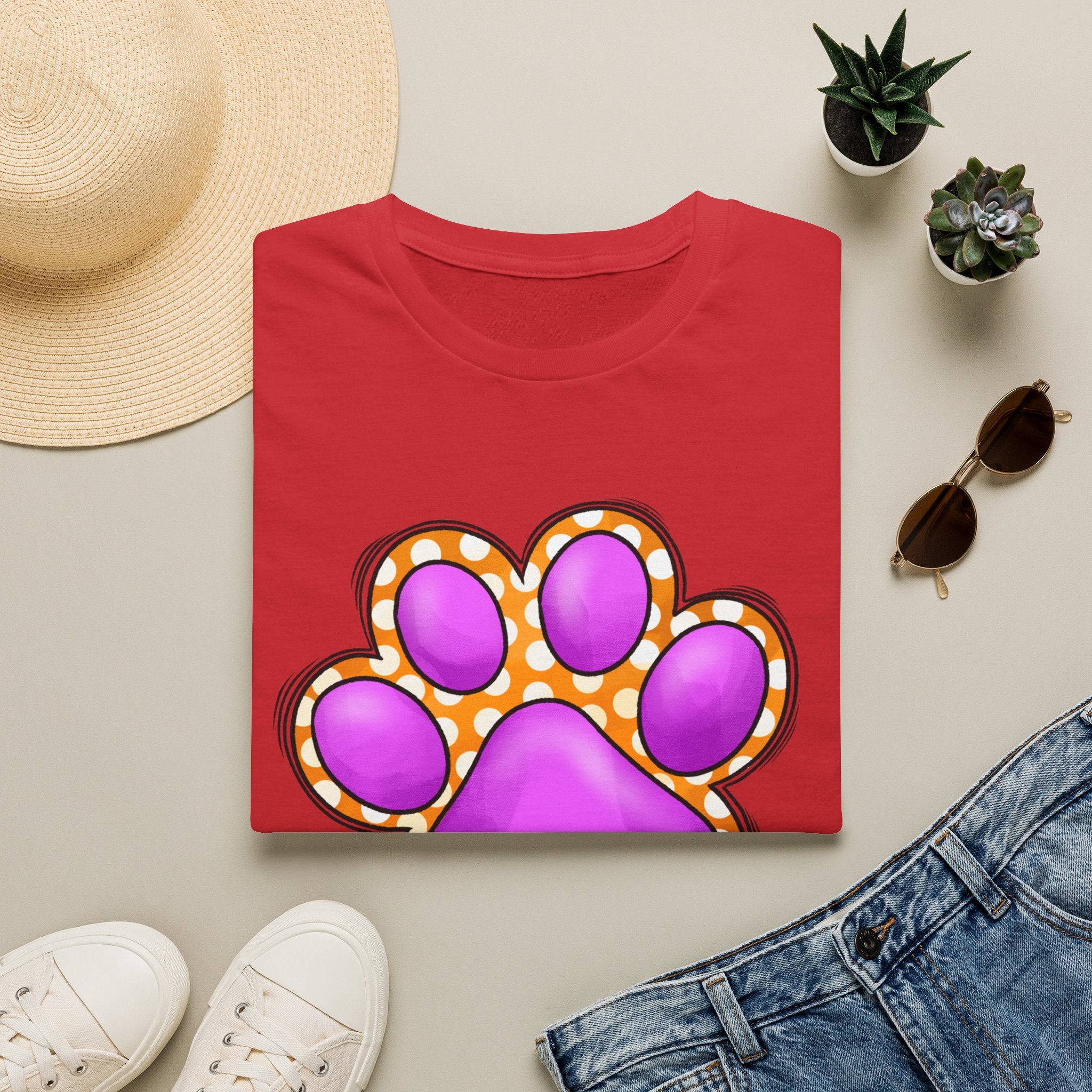 Pink Paw Print T-Shirt | Cute Animal Paw Graphic Tee