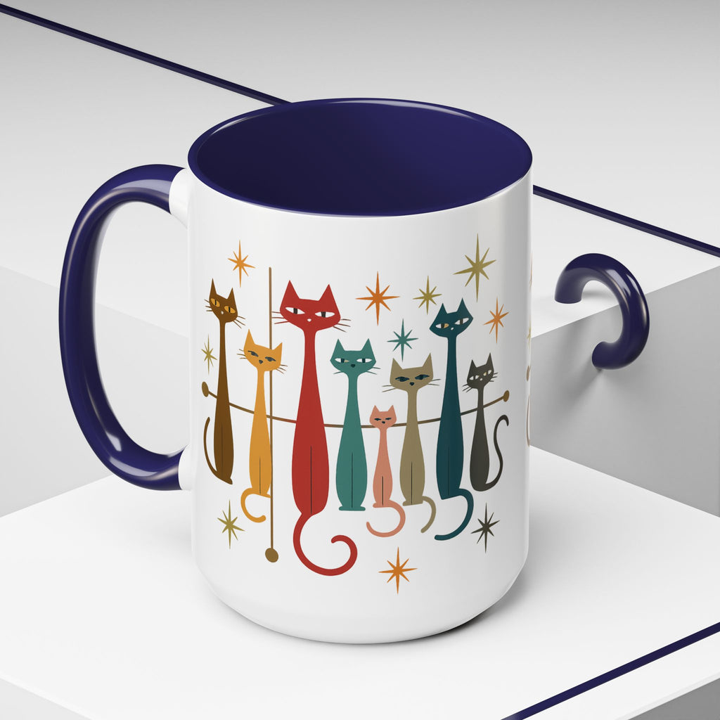 Retro Mid-Century Cats 1950s 1960s Accent Coffee Mug | 11oz 15oz