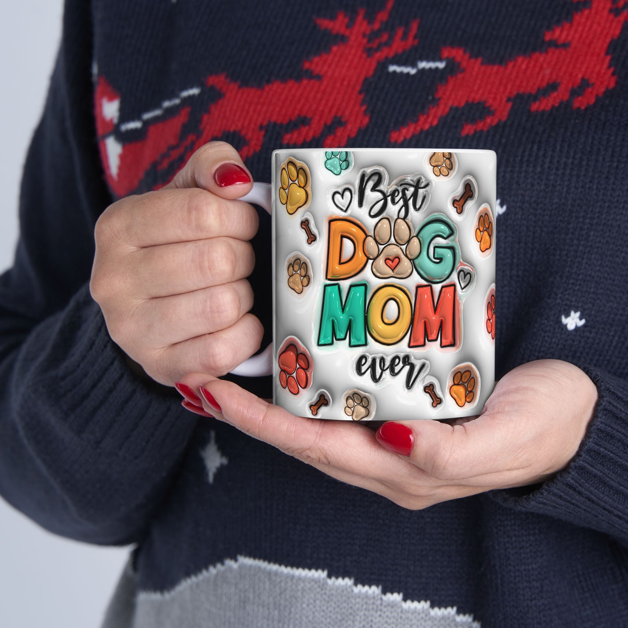 Best Dog Mom mug | Paw Print Pattern Ceramic Mug, 11oz or 15oz
