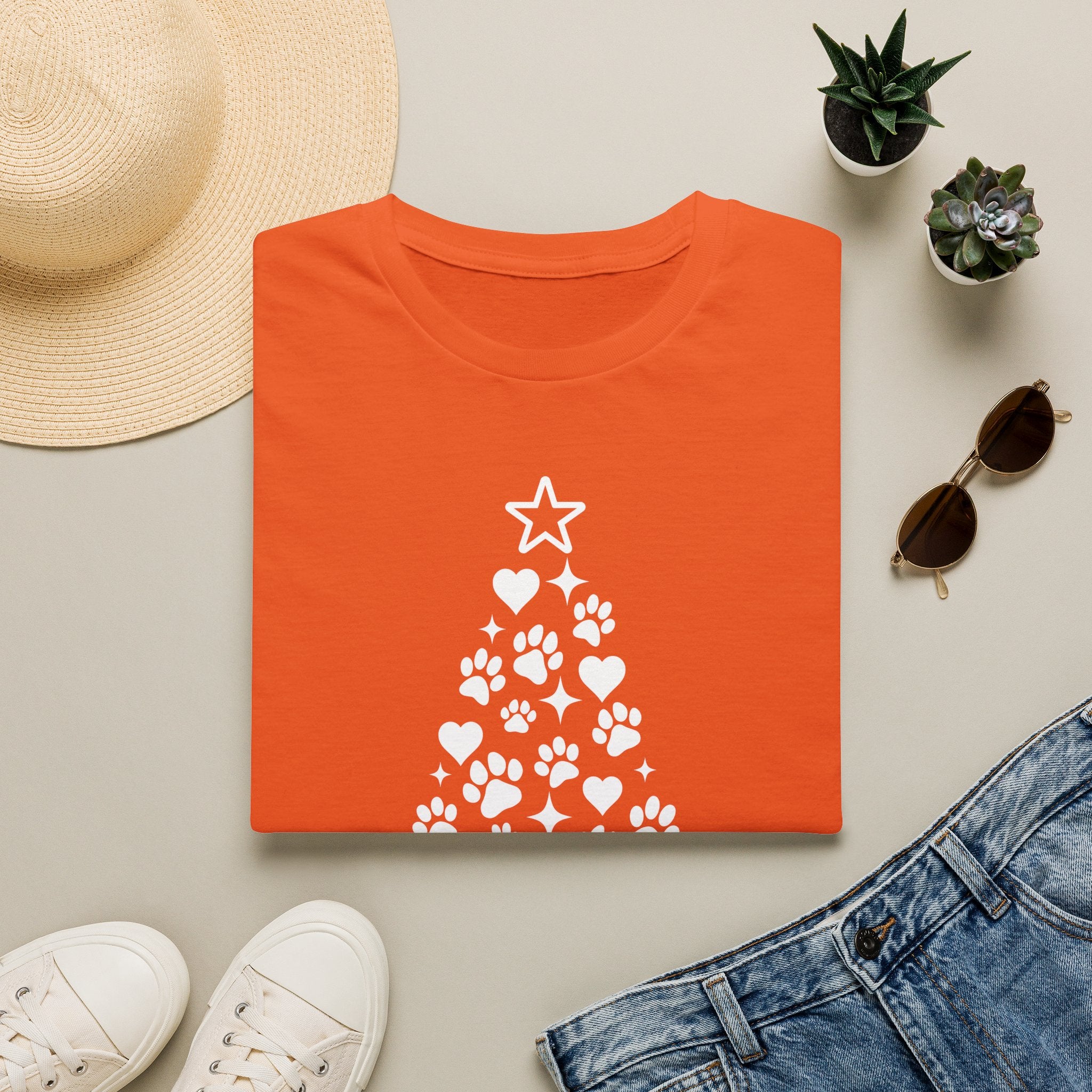 Paw Paw Print Christmas Tree T-Shirt | Dog Lover Holiday Tee
