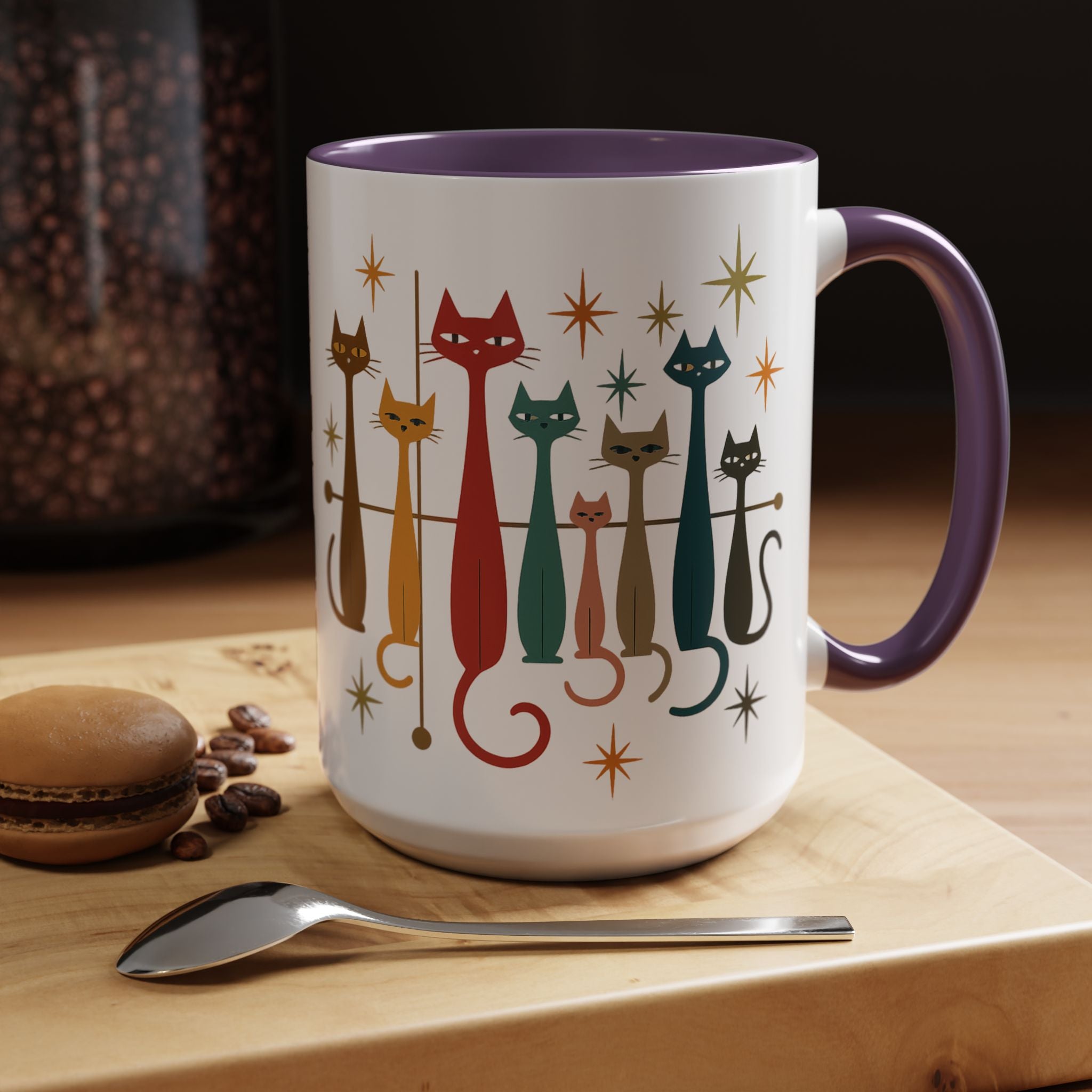 Retro Mid-Century Cats 1950s 1960s Accent Coffee Mug | 11oz 15oz