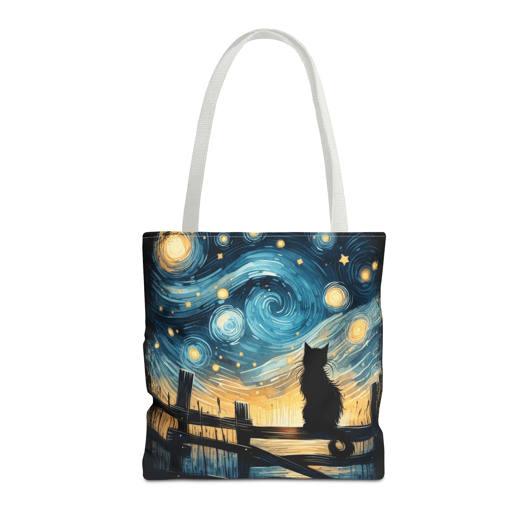 Starry Night Cat Tote | Van Gogh Inspired Swirling Sky Bag