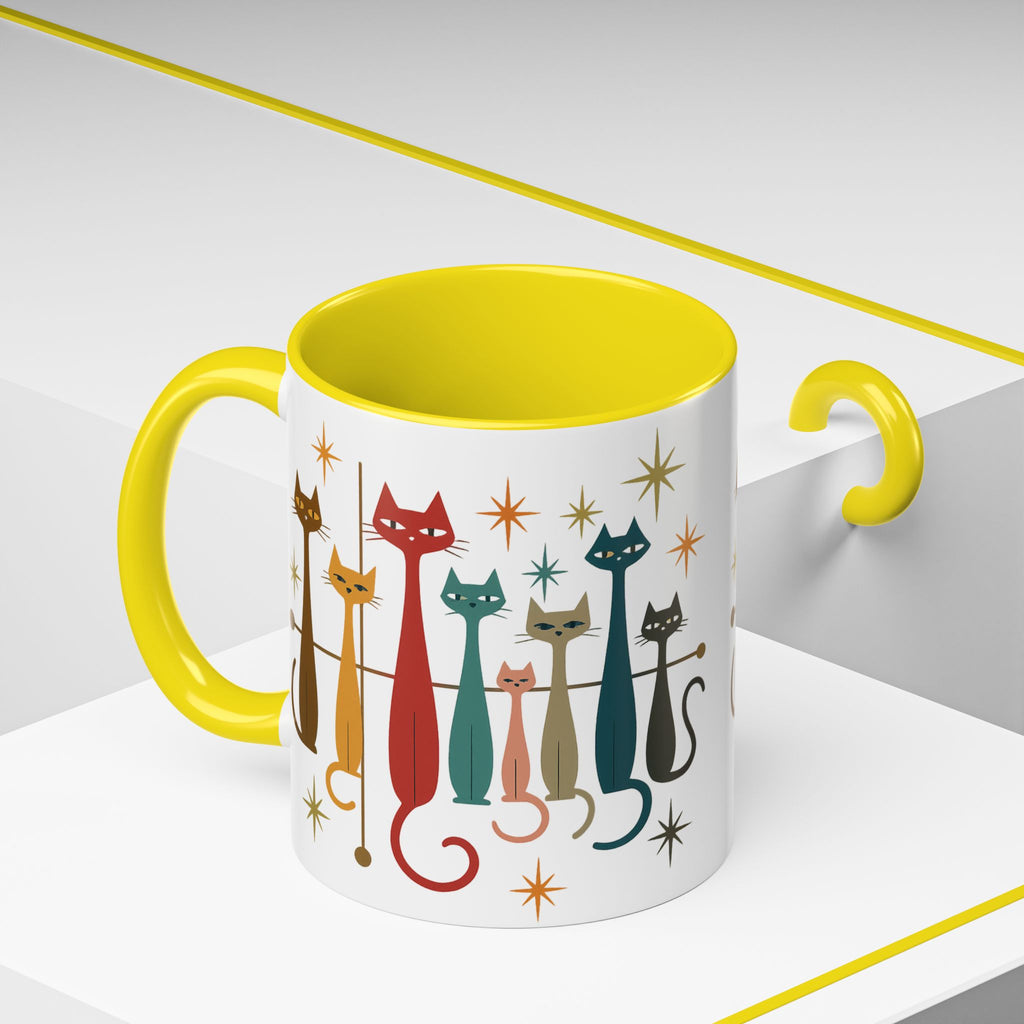 Retro Mid-Century Cats 1950s 1960s Accent Coffee Mug | 11oz 15oz