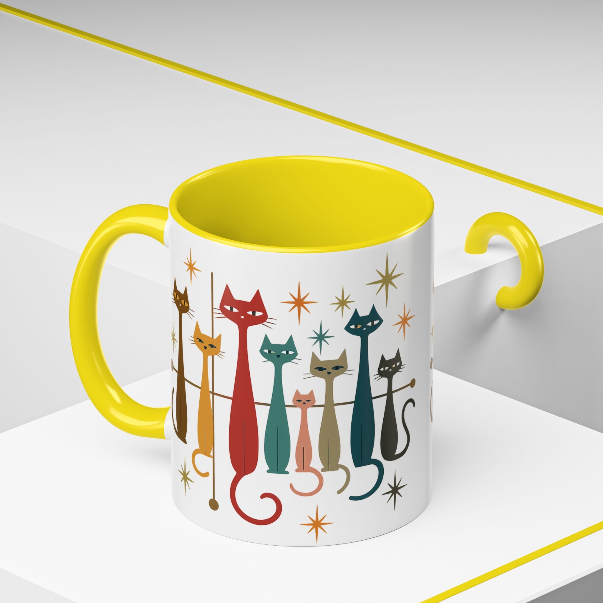 Retro Mid-Century Cats 1950s 1960s Accent Coffee Mug | 11oz 15oz