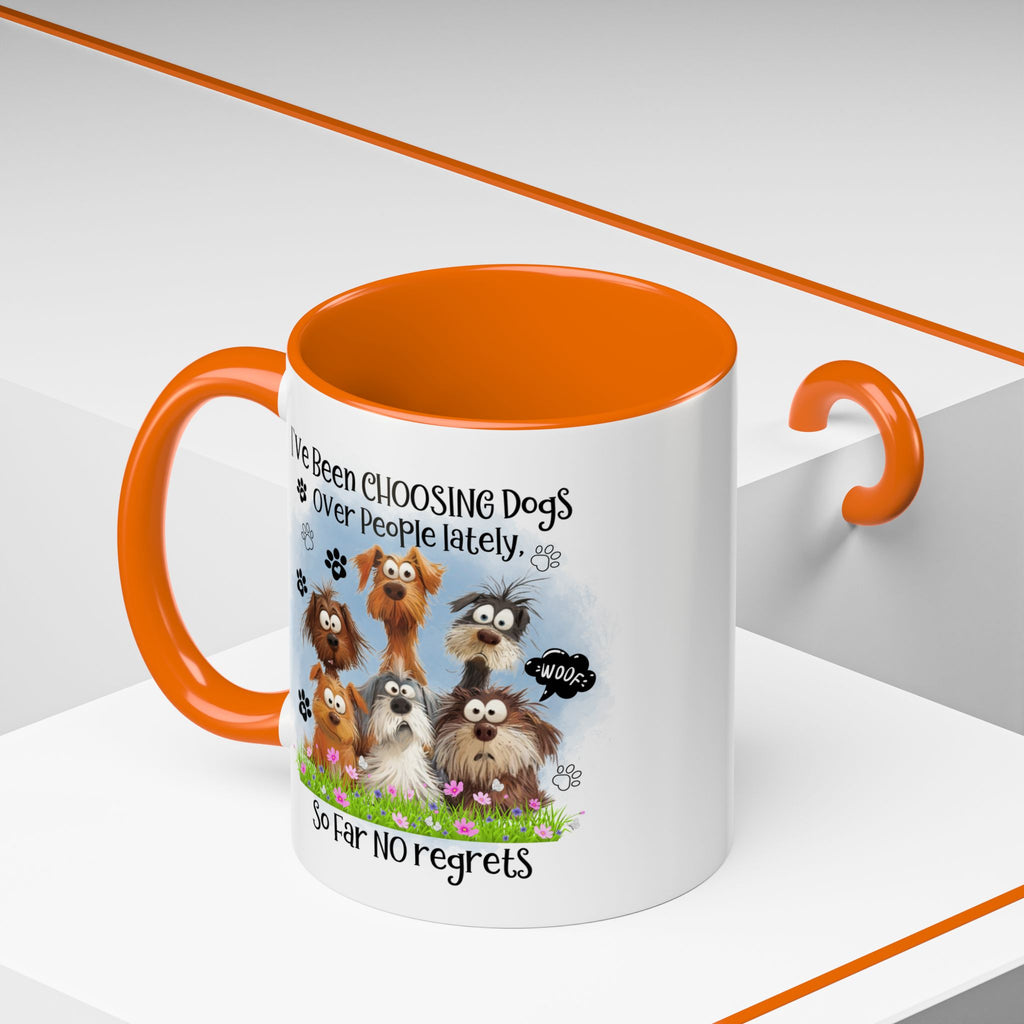 Choosing Dogs Over People Mug | Funny Cute Cartoon Dogs, 11oz 15oz Accent Coffee Mug