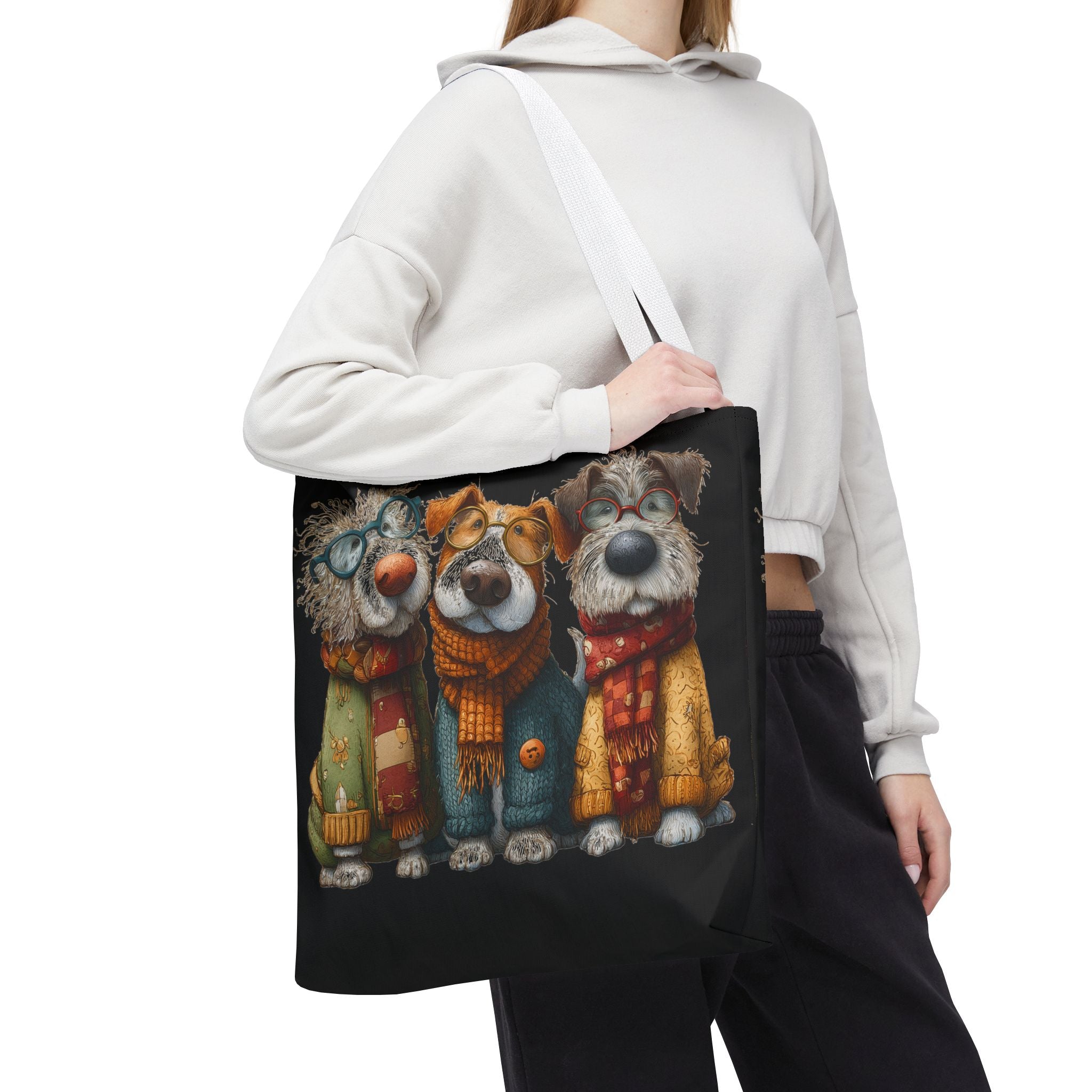 Three Cozy Dogs Tote Bag | Cute Winter Dogs Illustration