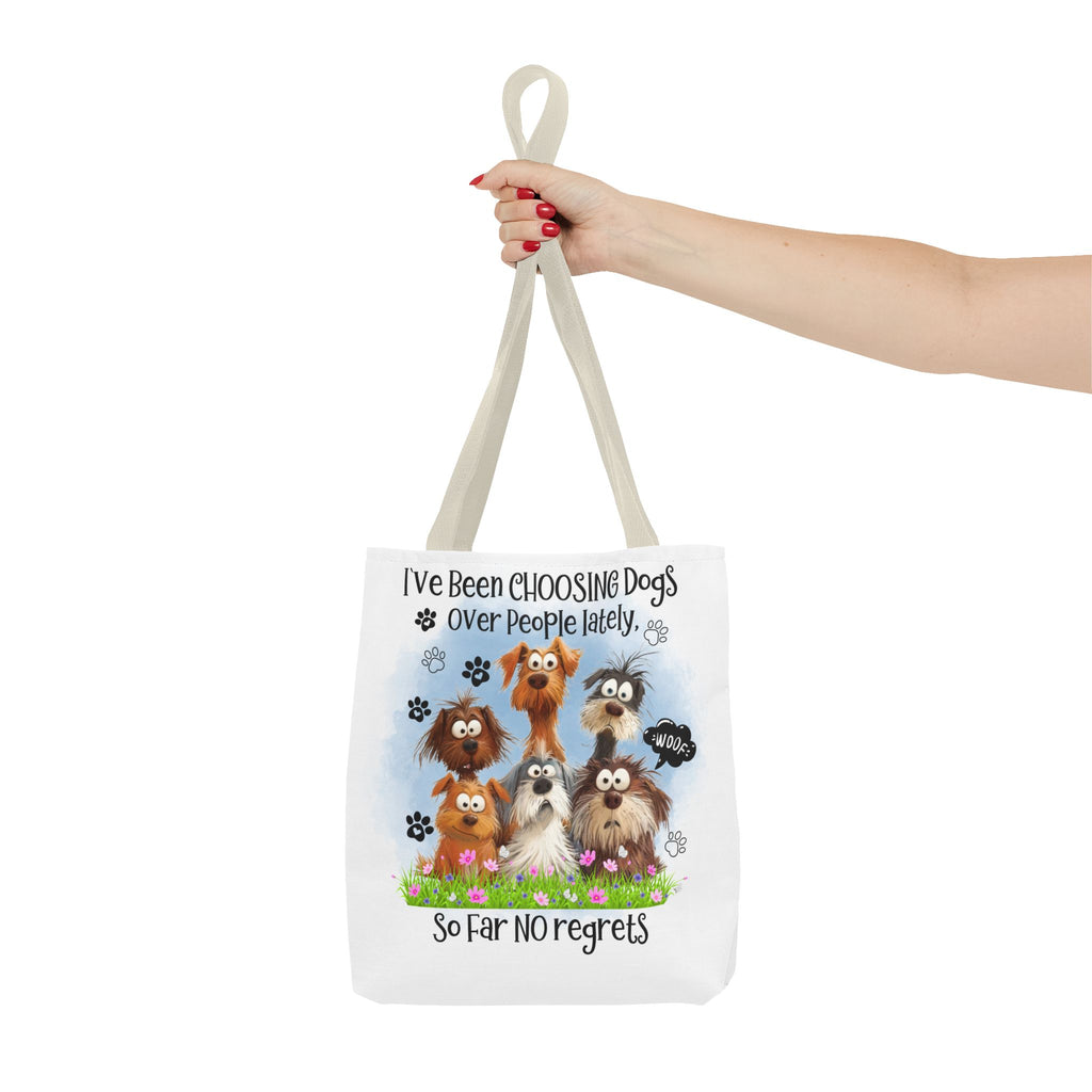 Choosing Dogs Over People Tote Bag | Cute Cartoon Dogs, Paw Print Design