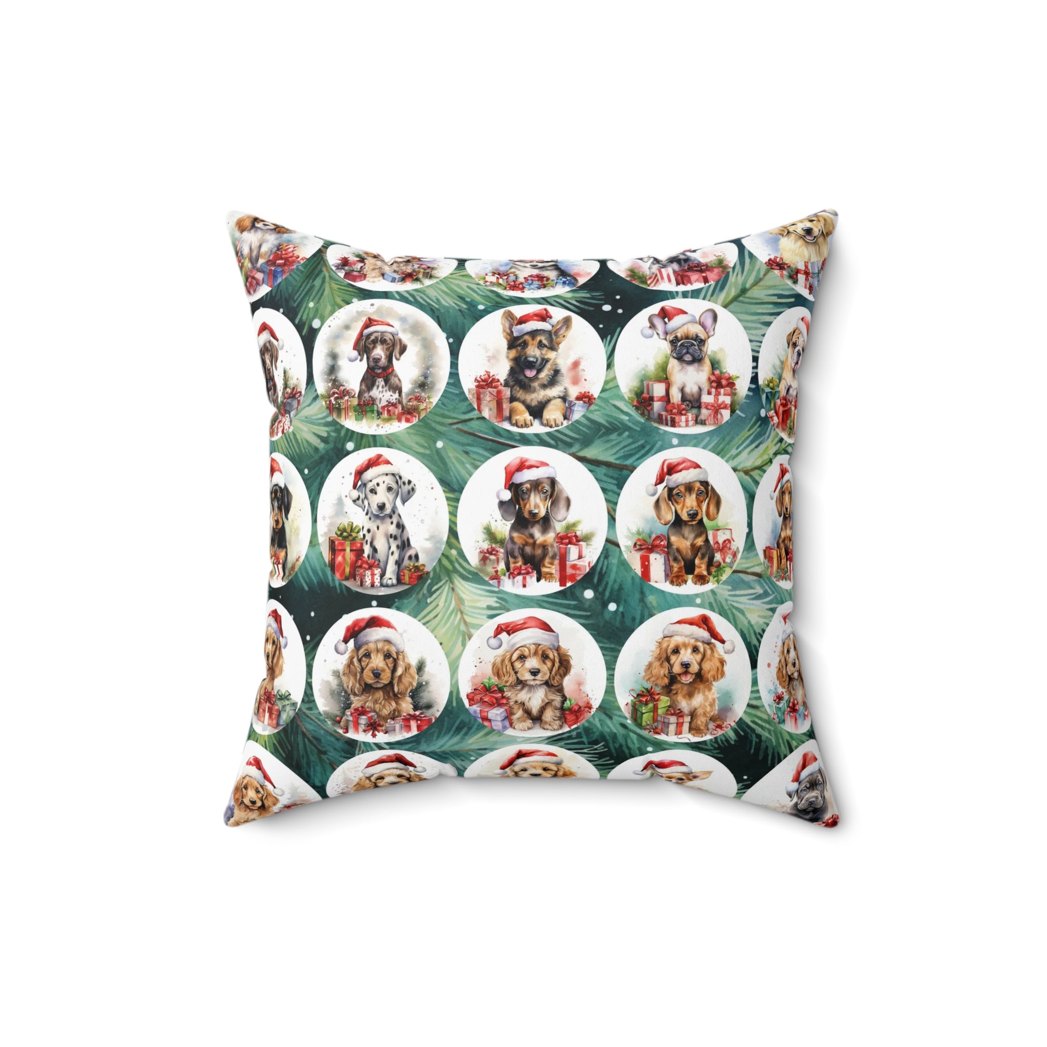 Christmas Puppy Ornaments pillow | Square Pillow, Holiday Dogs Pattern