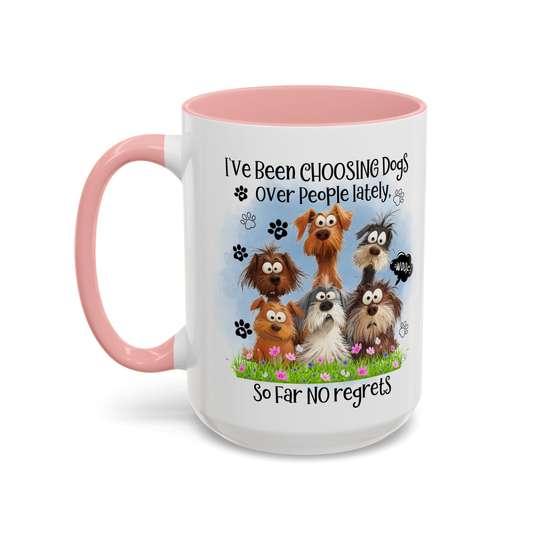 Choosing Dogs Over People Mug | Funny Cute Cartoon Dogs, 11oz 15oz Accent Coffee Mug