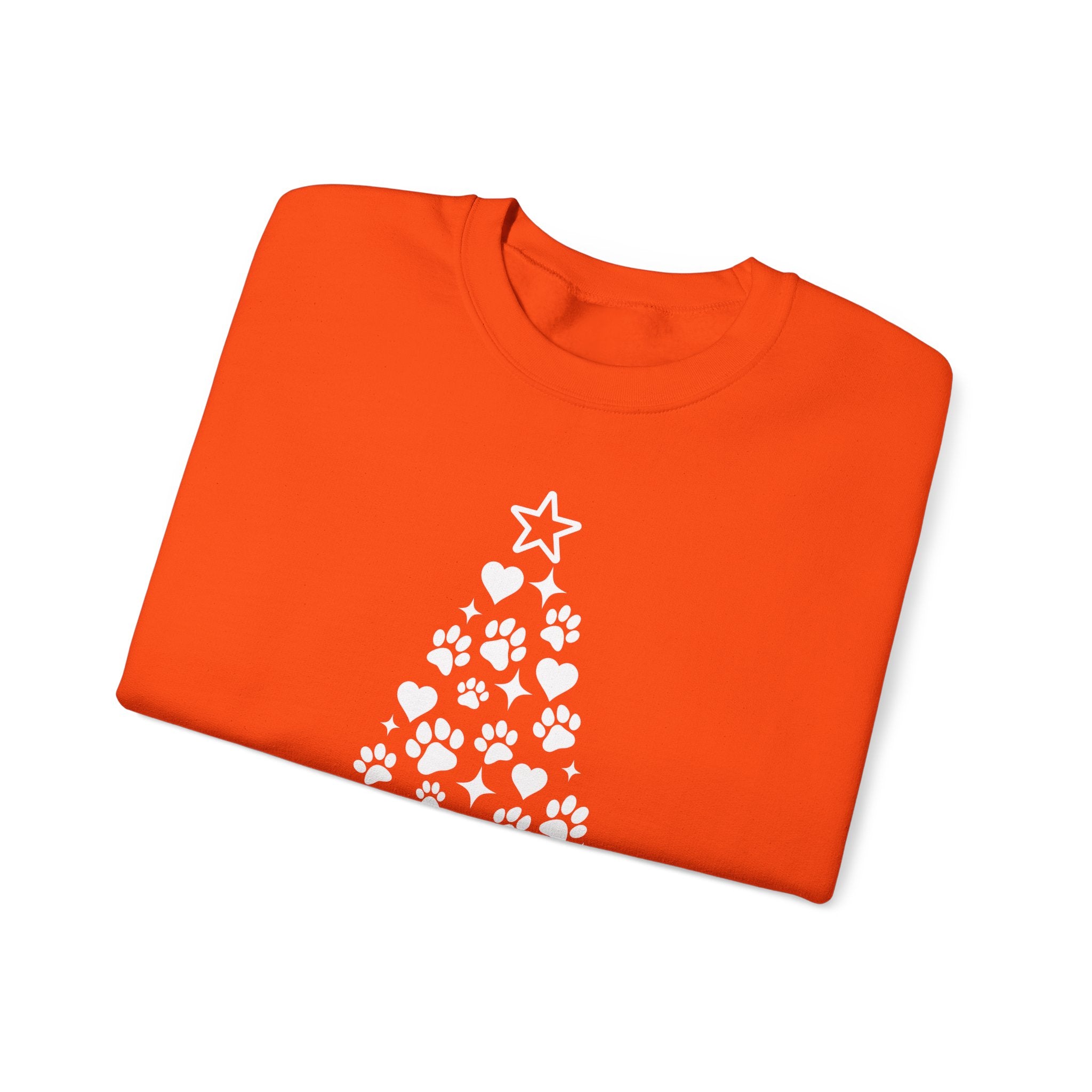 Paw Paw Print Christmas Tree Sweatshirt | Pet Lover Holiday Crewneck