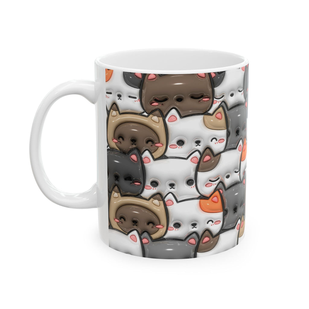 Kawaii Cat Pattern Mug | Cute Cats Ceramic Coffee Cup