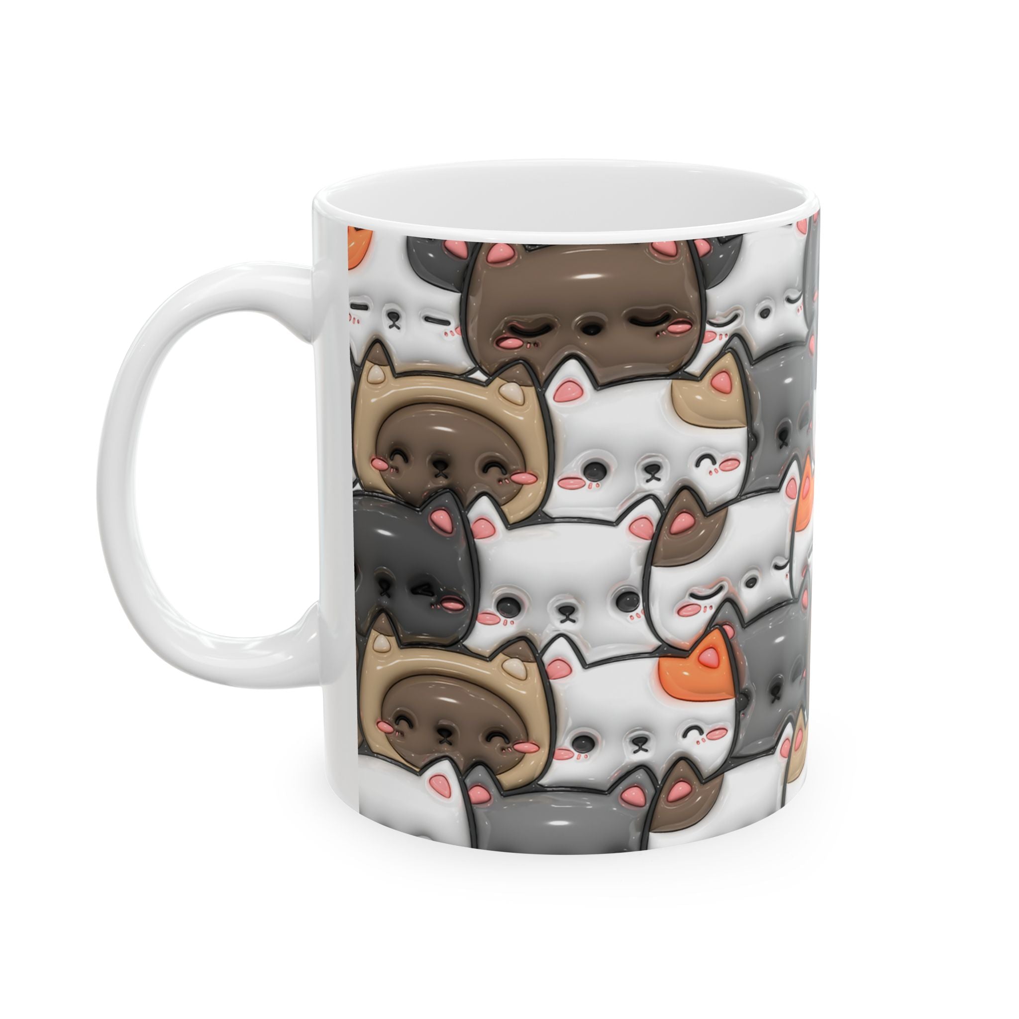 Kawaii Cat Pattern Mug | Cute Cats Ceramic Coffee Cup