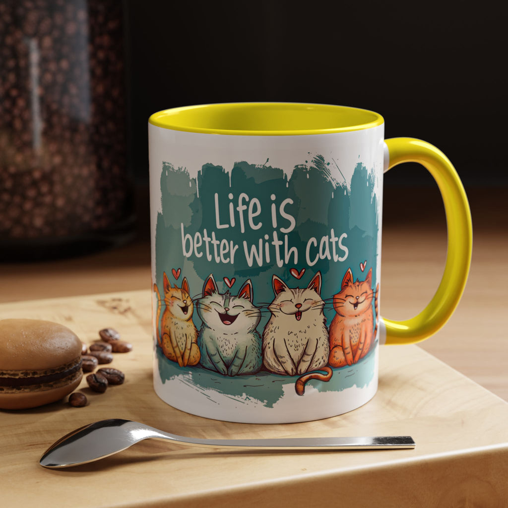Life Is Better With Cats Coffee Mug | Accent Two-Tone Mug