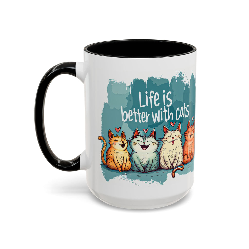 Life Is Better With Cats Coffee Mug | Accent Two-Tone Mug