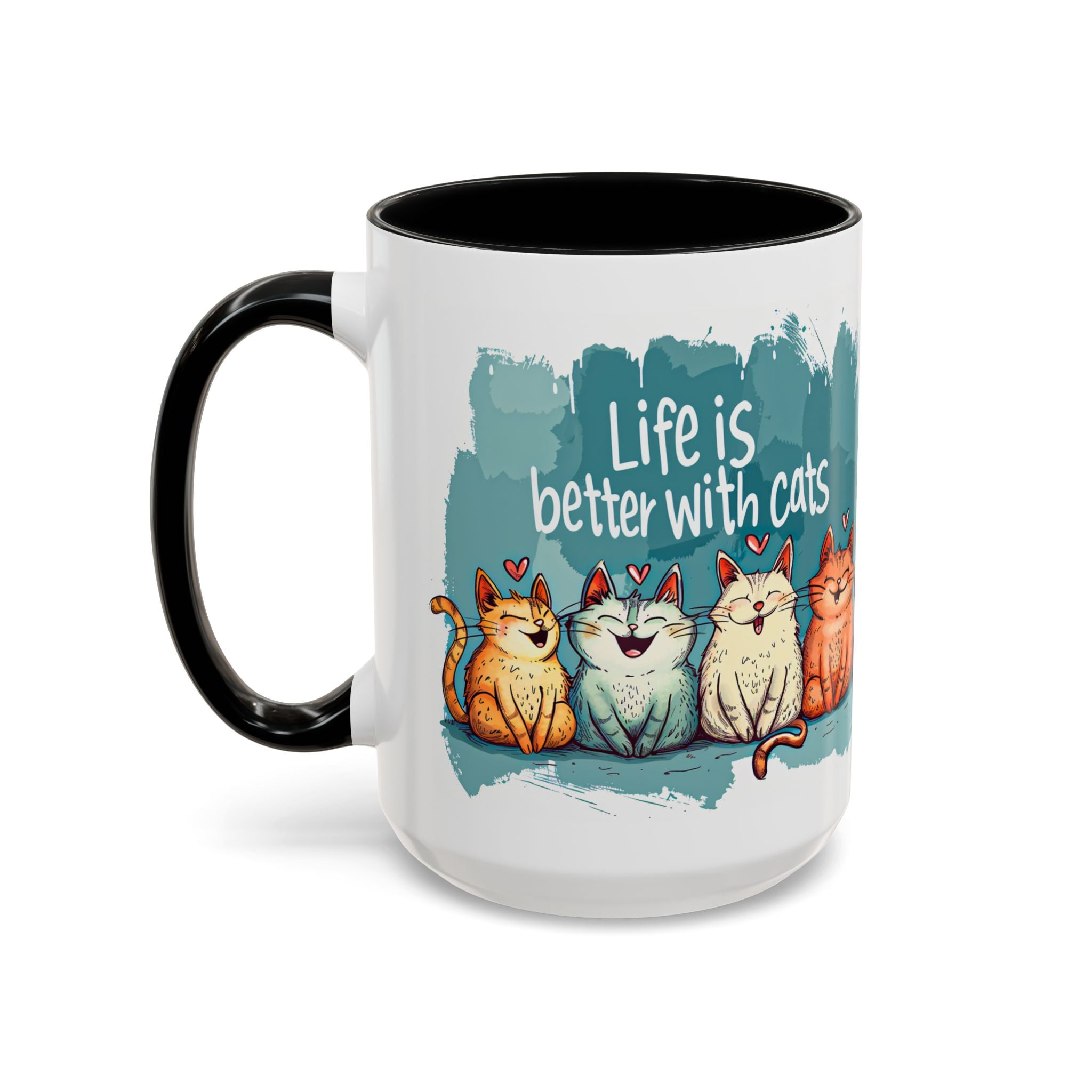 Life Is Better With Cats Coffee Mug | Accent Two-Tone Mug