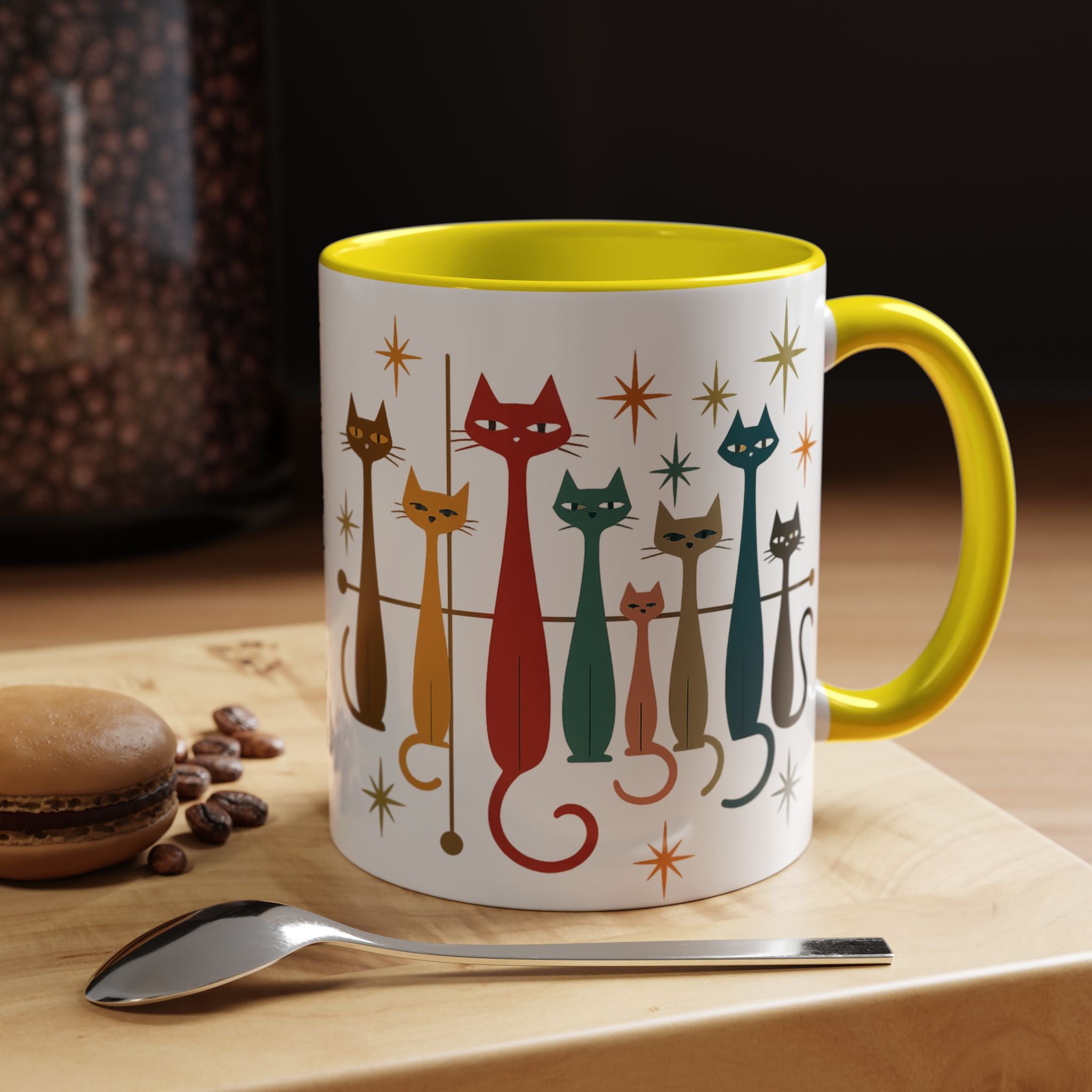 Retro Mid-Century Cats 1950s 1960s Accent Coffee Mug | 11oz 15oz