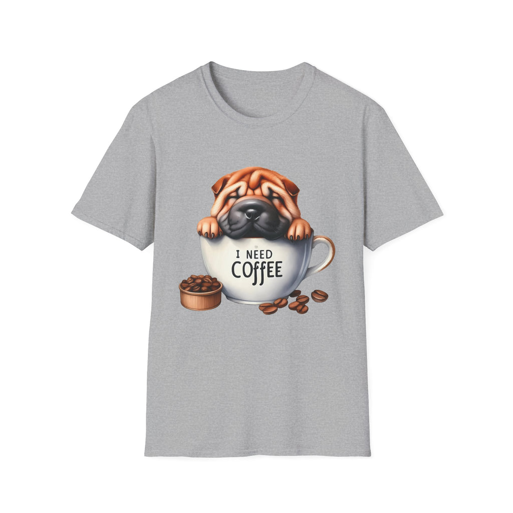 Pug in Coffee Cup T-Shirt | I Need Coffee Puppy Tee