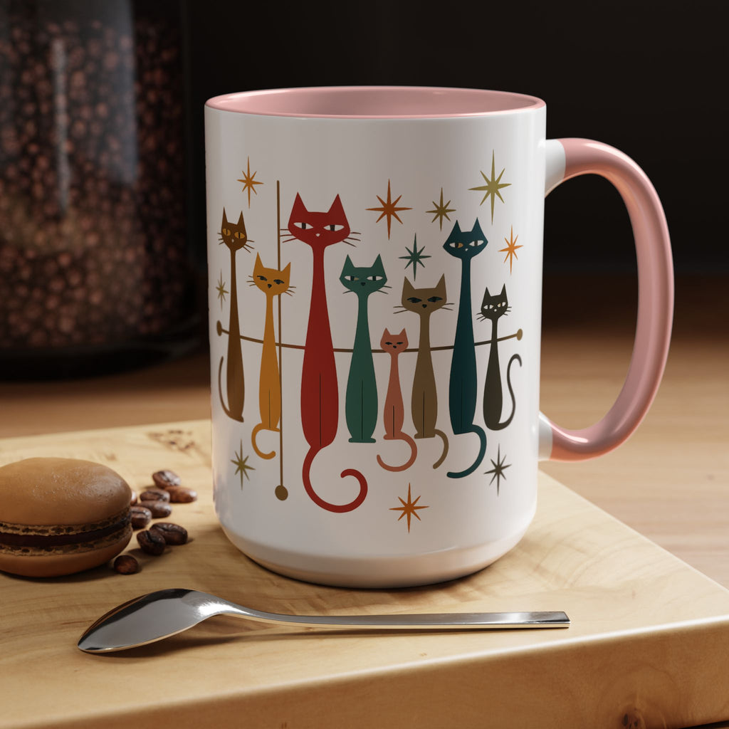Retro Mid-Century Cats 1950s 1960s Accent Coffee Mug | 11oz 15oz