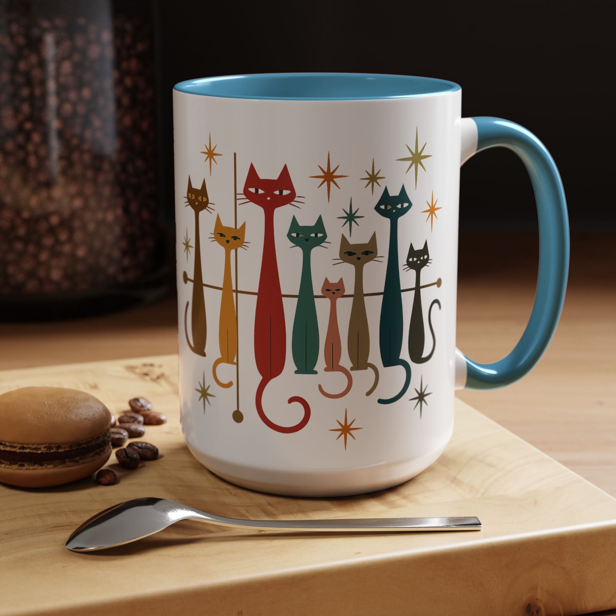 Retro Mid-Century Cats 1950s 1960s Accent Coffee Mug | 11oz 15oz