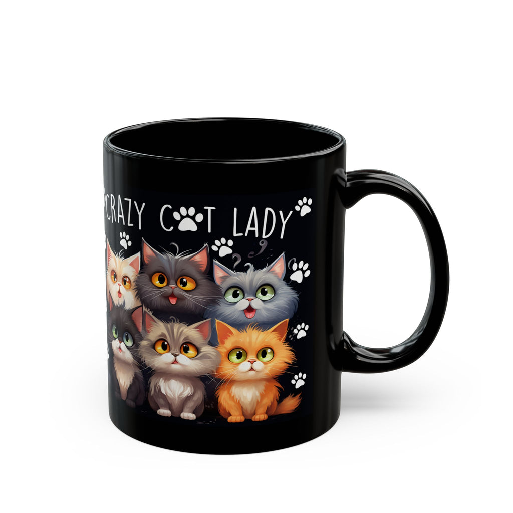 Crazy Cat Lady Mug | Black Cat Paw Print Coffee Cup
