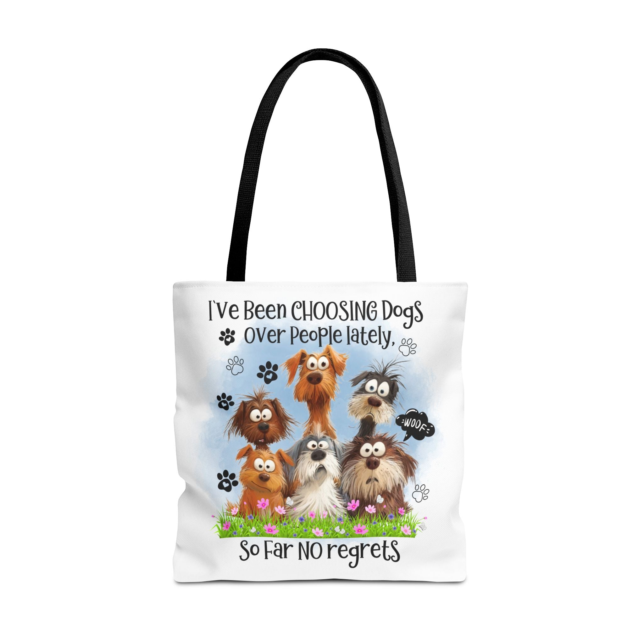 Choosing Dogs Over People Tote Bag | Cute Cartoon Dogs, Paw Print Design