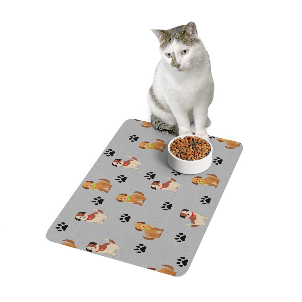 Cute Cartoon Dogs Paw Print Pet Food Mat | 12x18