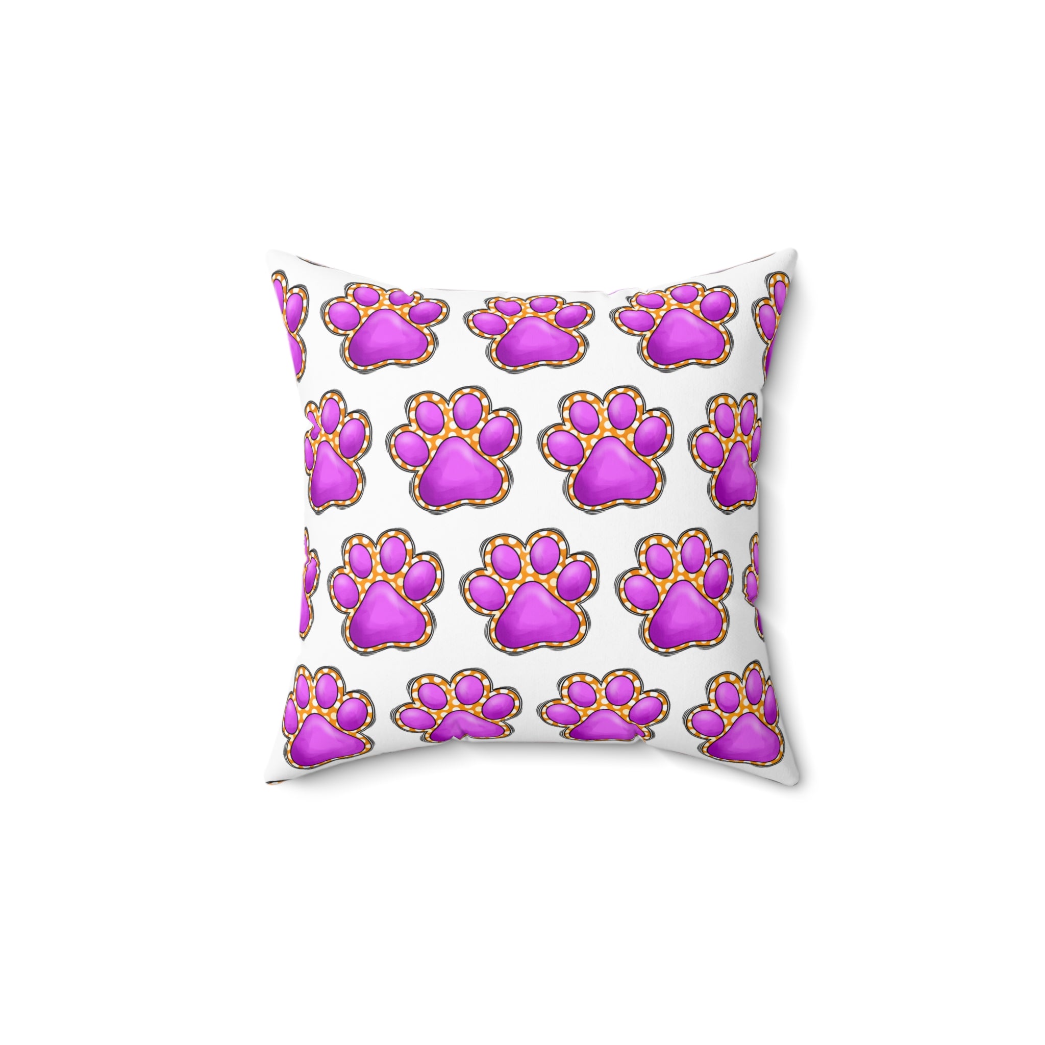 Pink Paw Print Pattern Pillow | Pet Lover Decorative Cushion