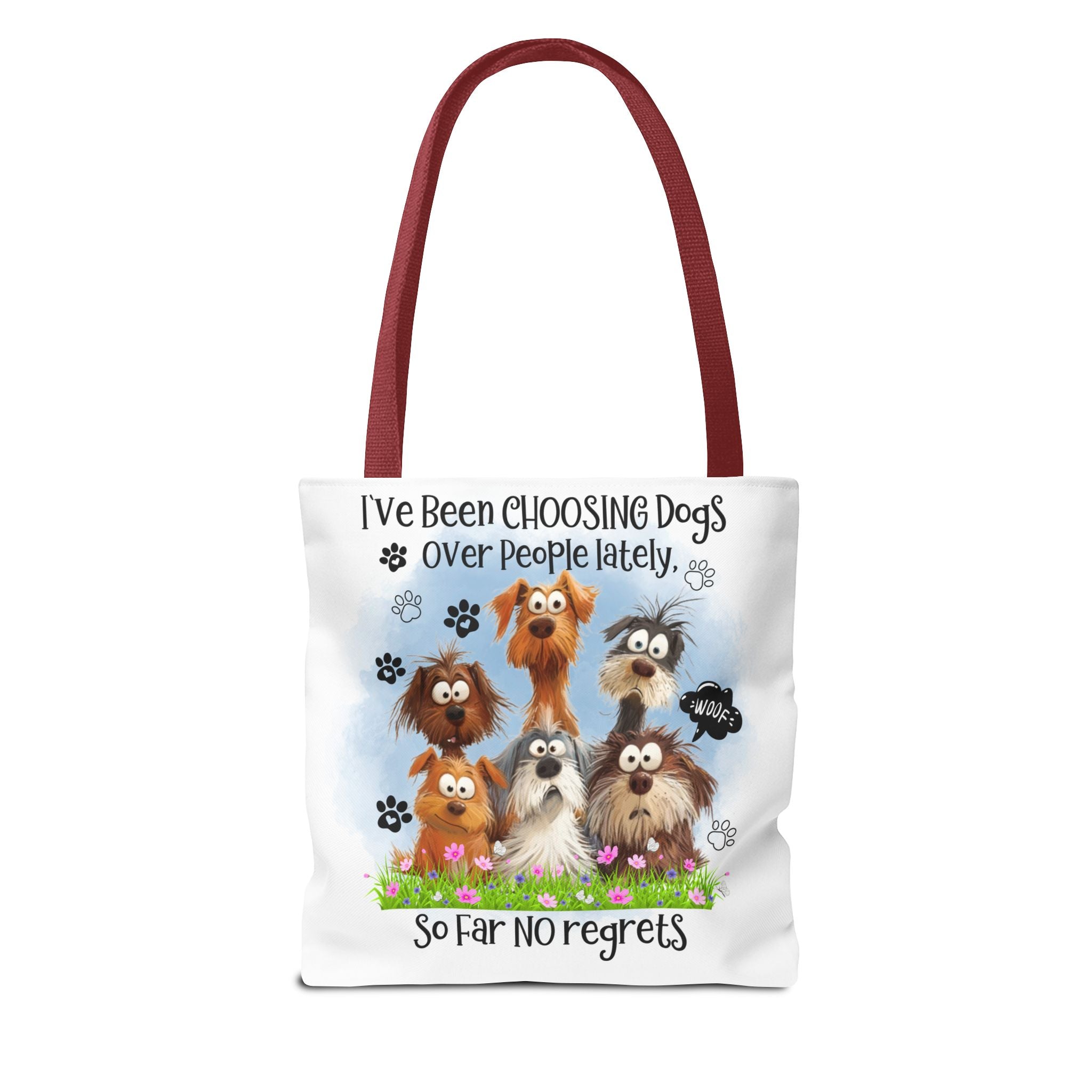 Choosing Dogs Over People Tote Bag | Cute Cartoon Dogs, Paw Print Design