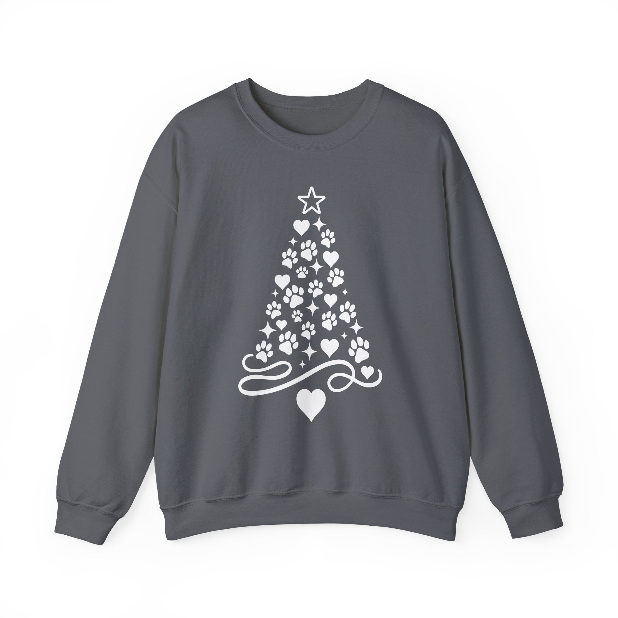 Paw Paw Print Christmas Tree Sweatshirt | Pet Lover Holiday Crewneck