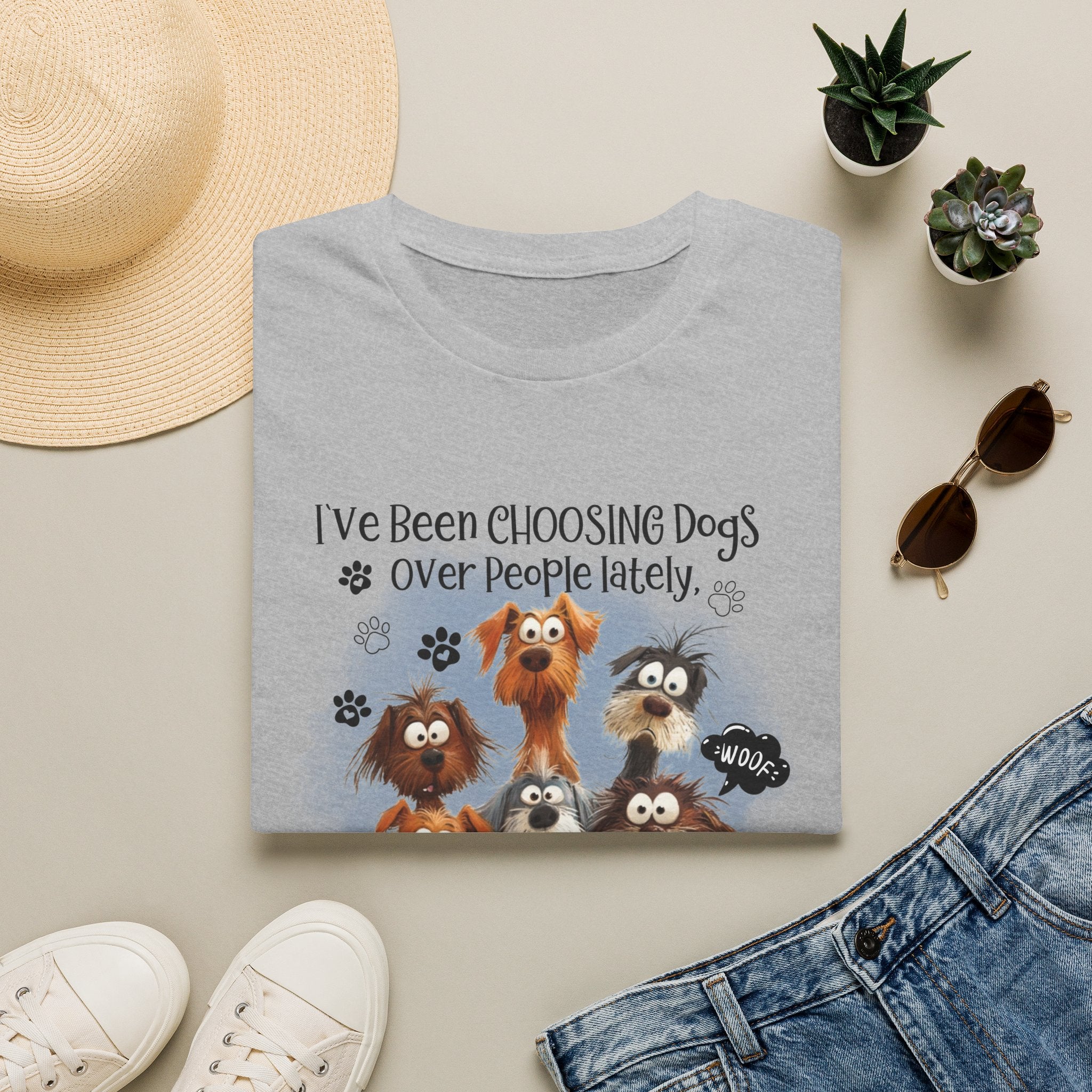 Choosing Dogs Over People T-Shirt | Cute Cartoon Dogs, Paw Print Design