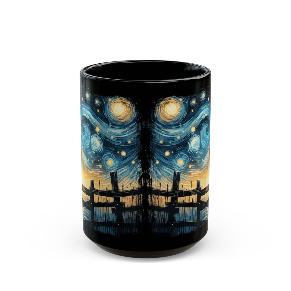 Starry Night Cat mug | Black Ceramic Coffee Cup