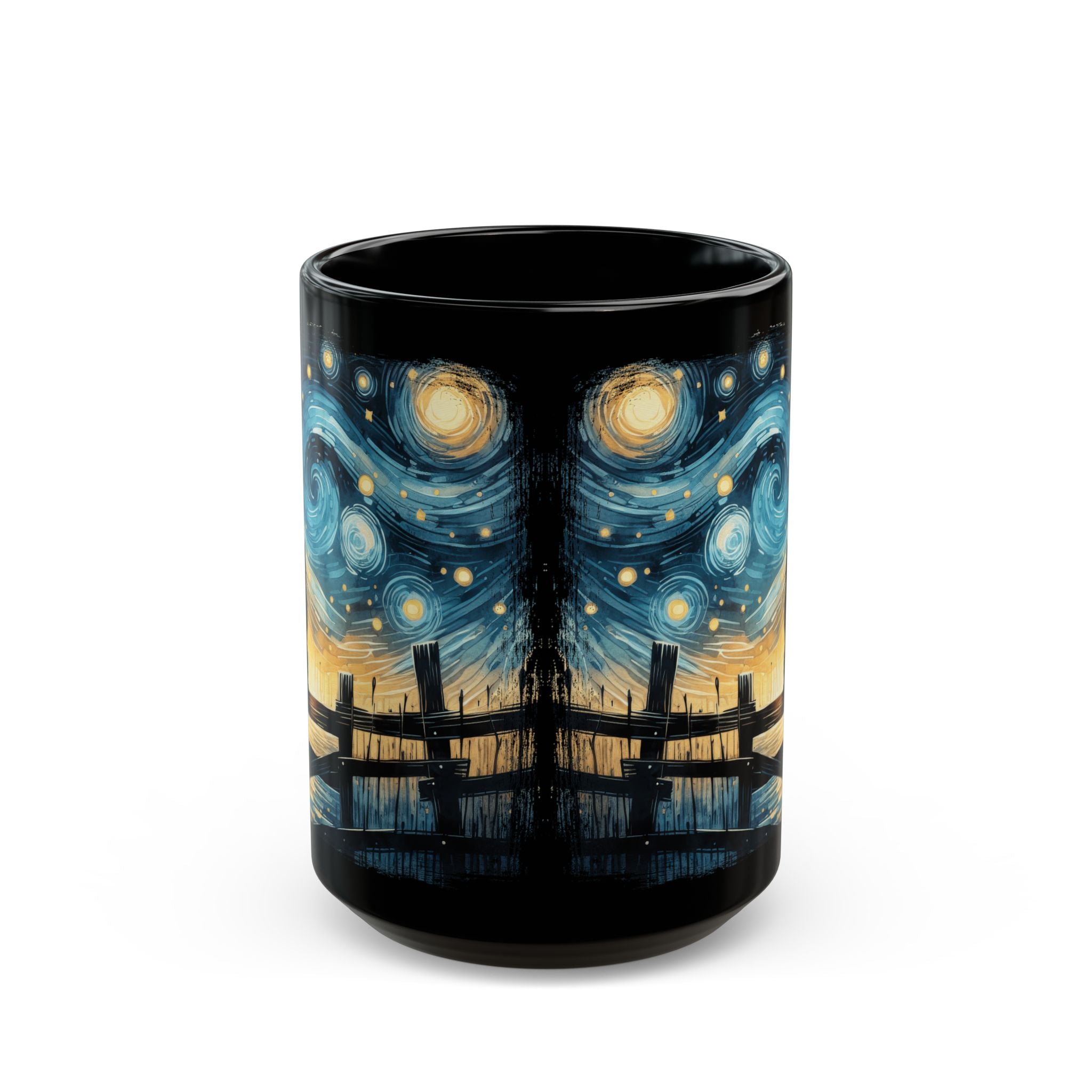 Starry Night Cat mug | Black Ceramic Coffee Cup