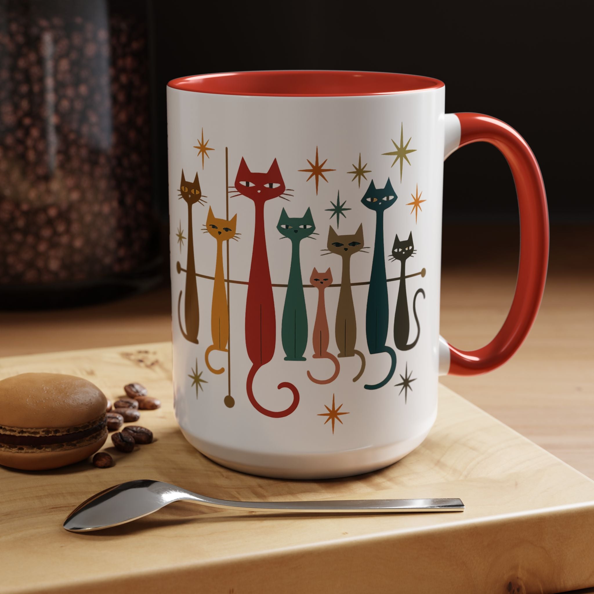 Retro Mid-Century Cats 1950s 1960s Accent Coffee Mug | 11oz 15oz