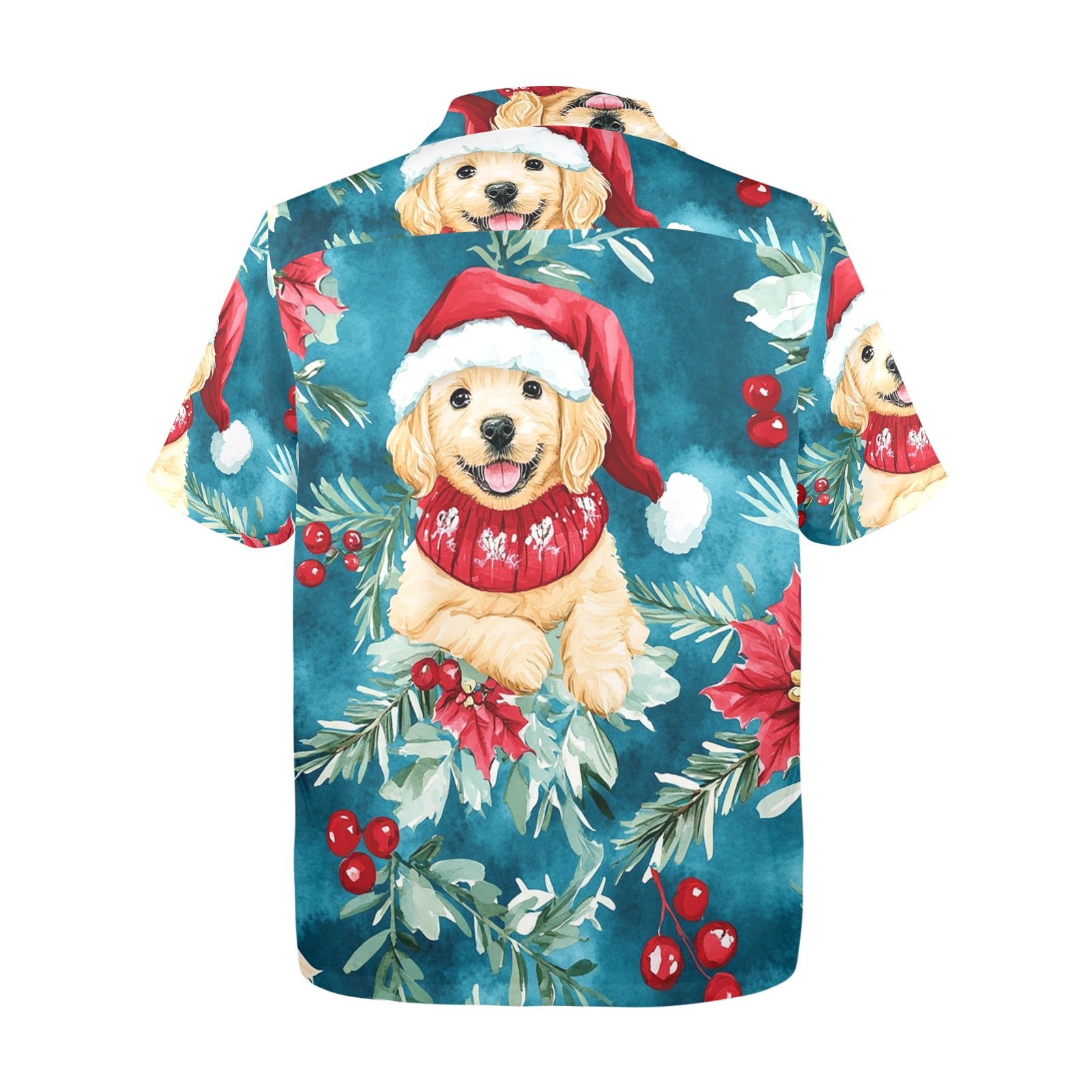 Men's All Over Print Puppy Dog Christmas Shirt Made In USA
