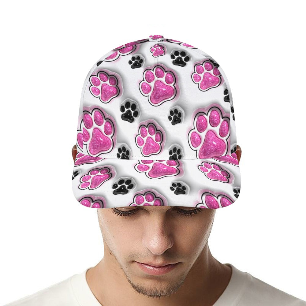 3D Sparkly Pet Paws Inflated Tumbler Wrap, Puffy Pink Glitter Dog Mom Sublimation Design, Dog Lover Cap
