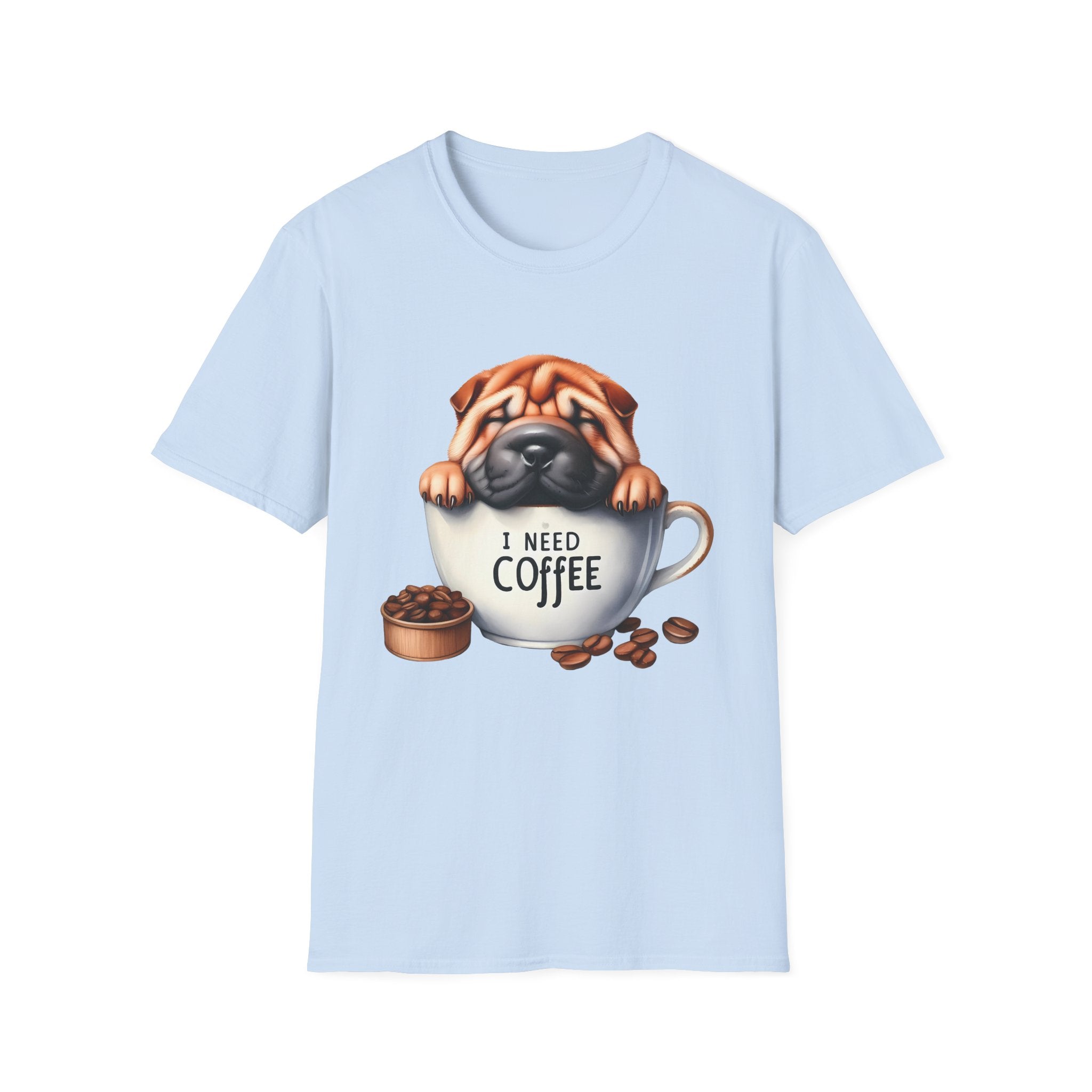 Pug in Coffee Cup T-Shirt | I Need Coffee Puppy Tee