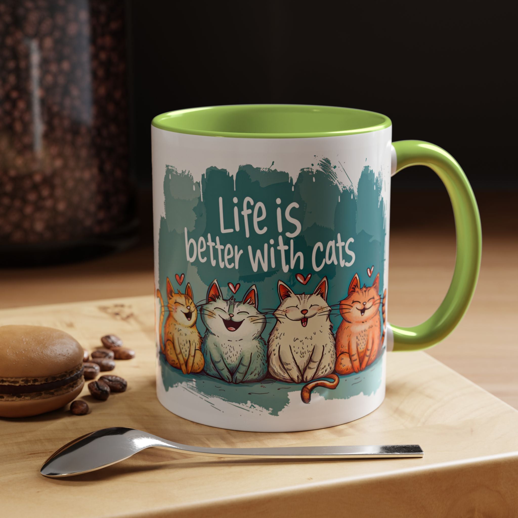 Life Is Better With Cats Coffee Mug | Accent Two-Tone Mug