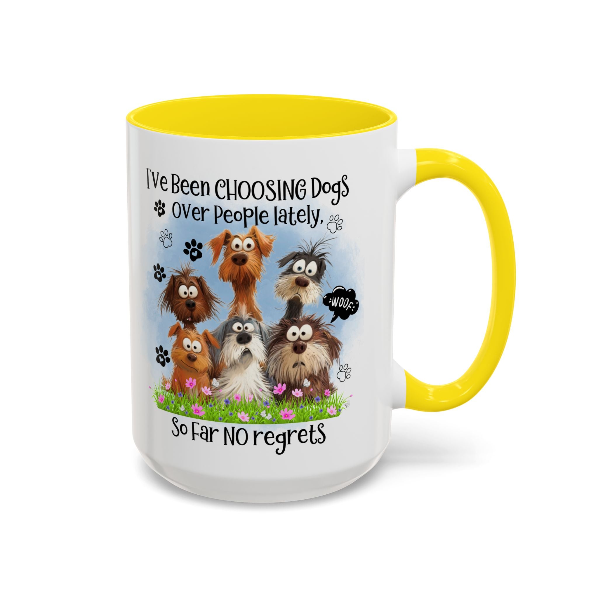 Choosing Dogs Over People Mug | Funny Cute Cartoon Dogs, 11oz 15oz Accent Coffee Mug
