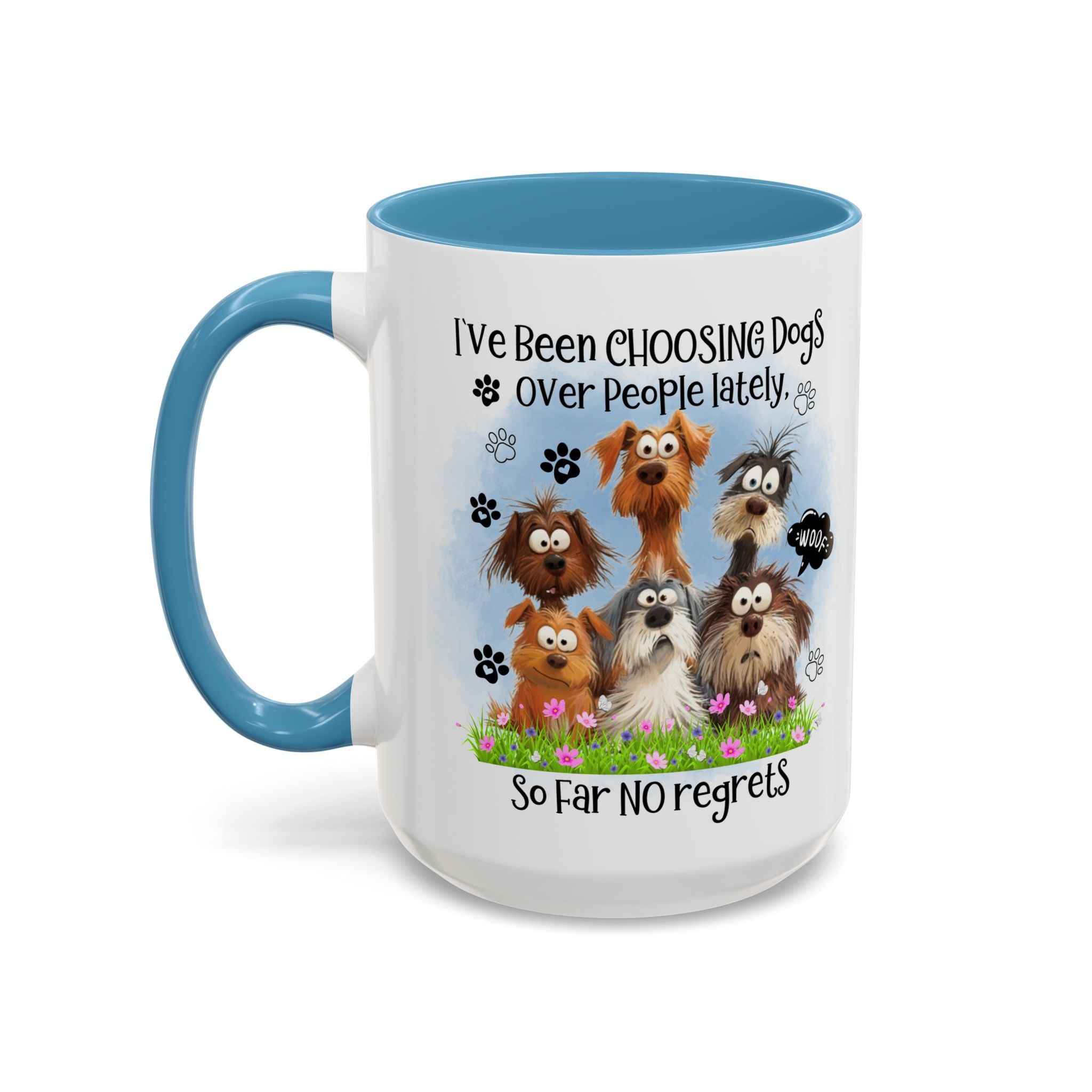 Choosing Dogs Over People Mug | Funny Cute Cartoon Dogs, 11oz 15oz Accent Coffee Mug