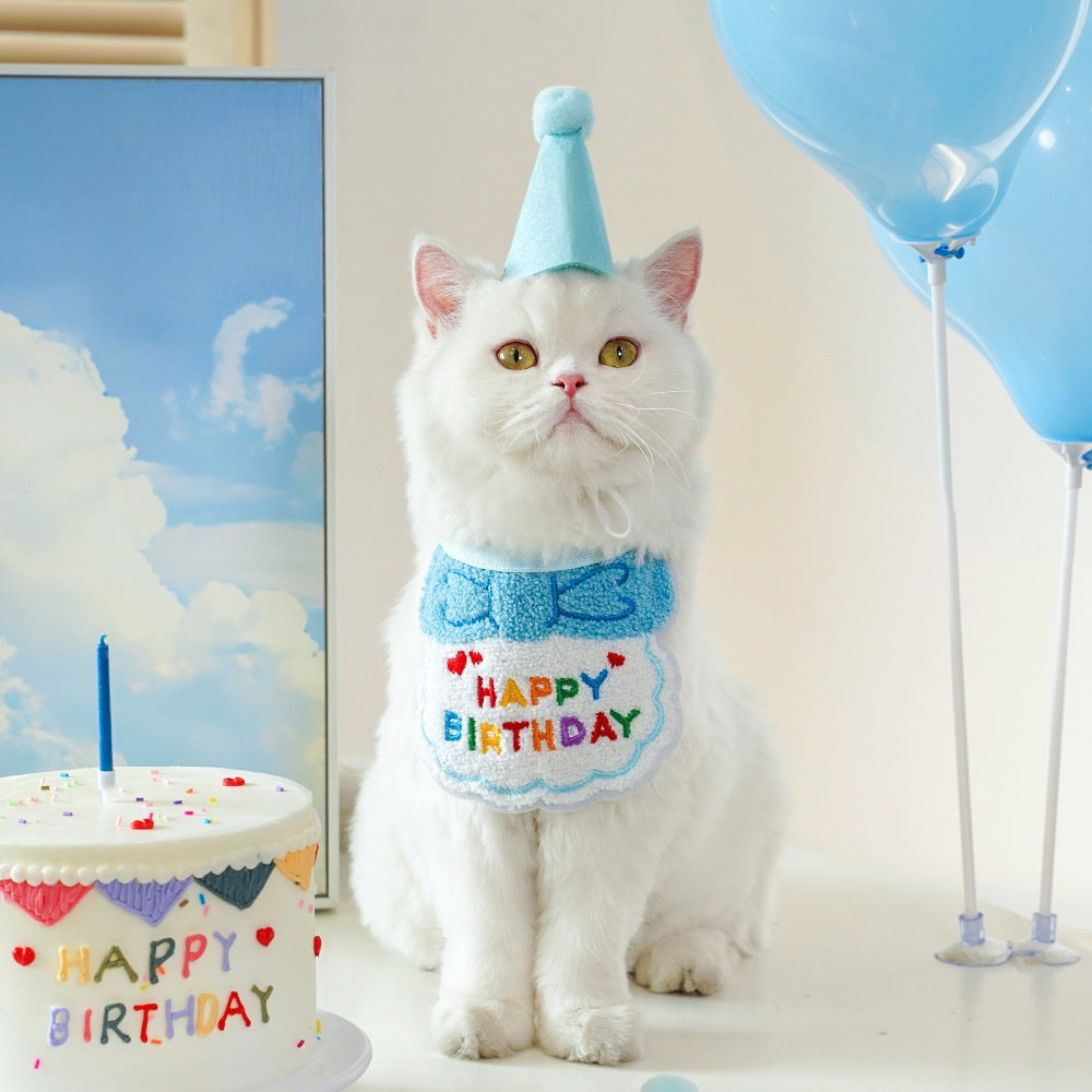 Pet birthday drool scarf cat bib scarf dog cat hat