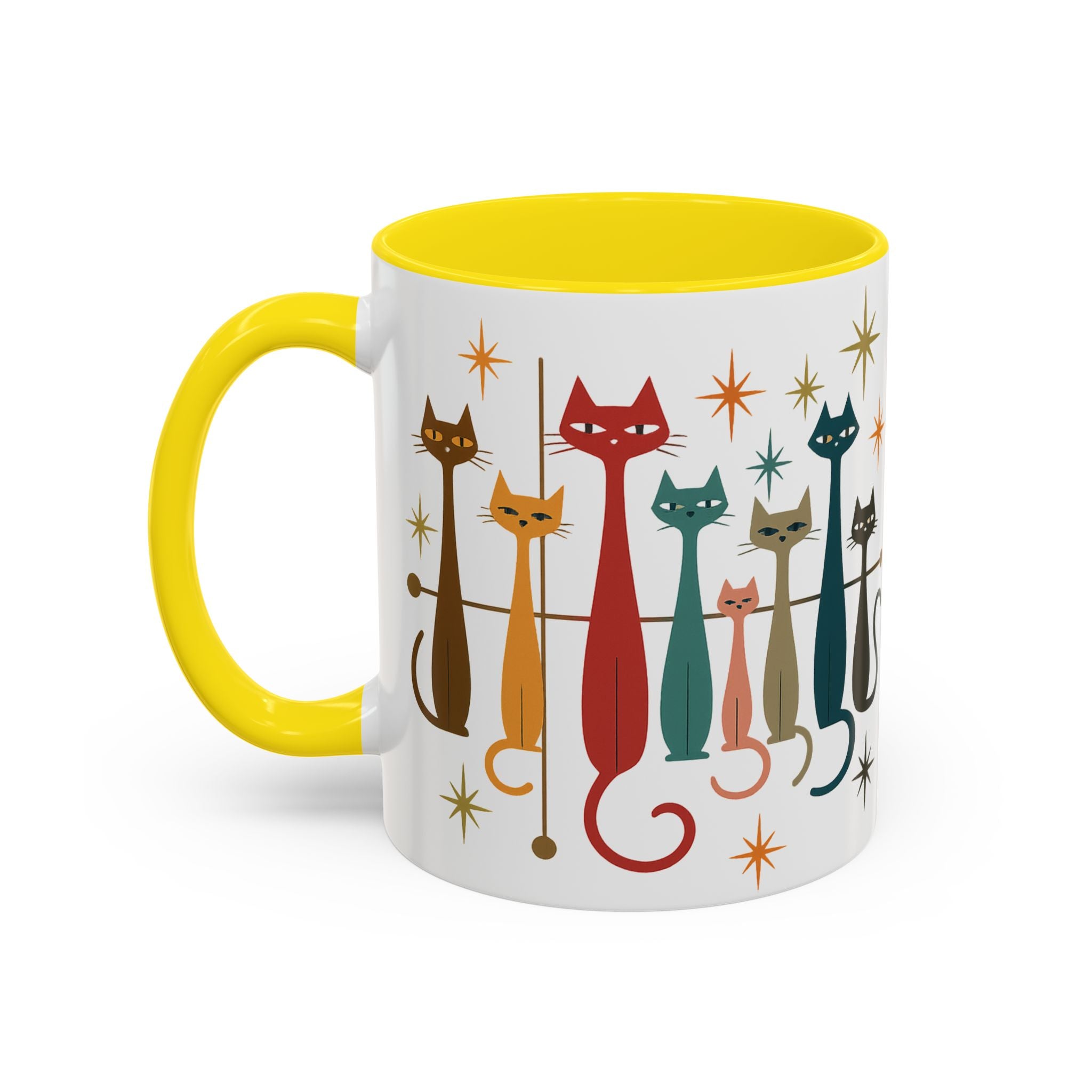 Retro Mid-Century Cats 1950s 1960s Accent Coffee Mug | 11oz 15oz