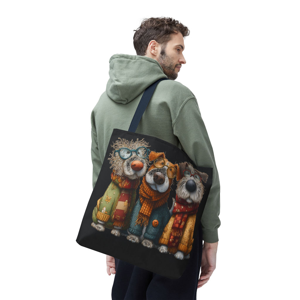 Three Cozy Dogs Tote Bag | Cute Winter Dogs Illustration