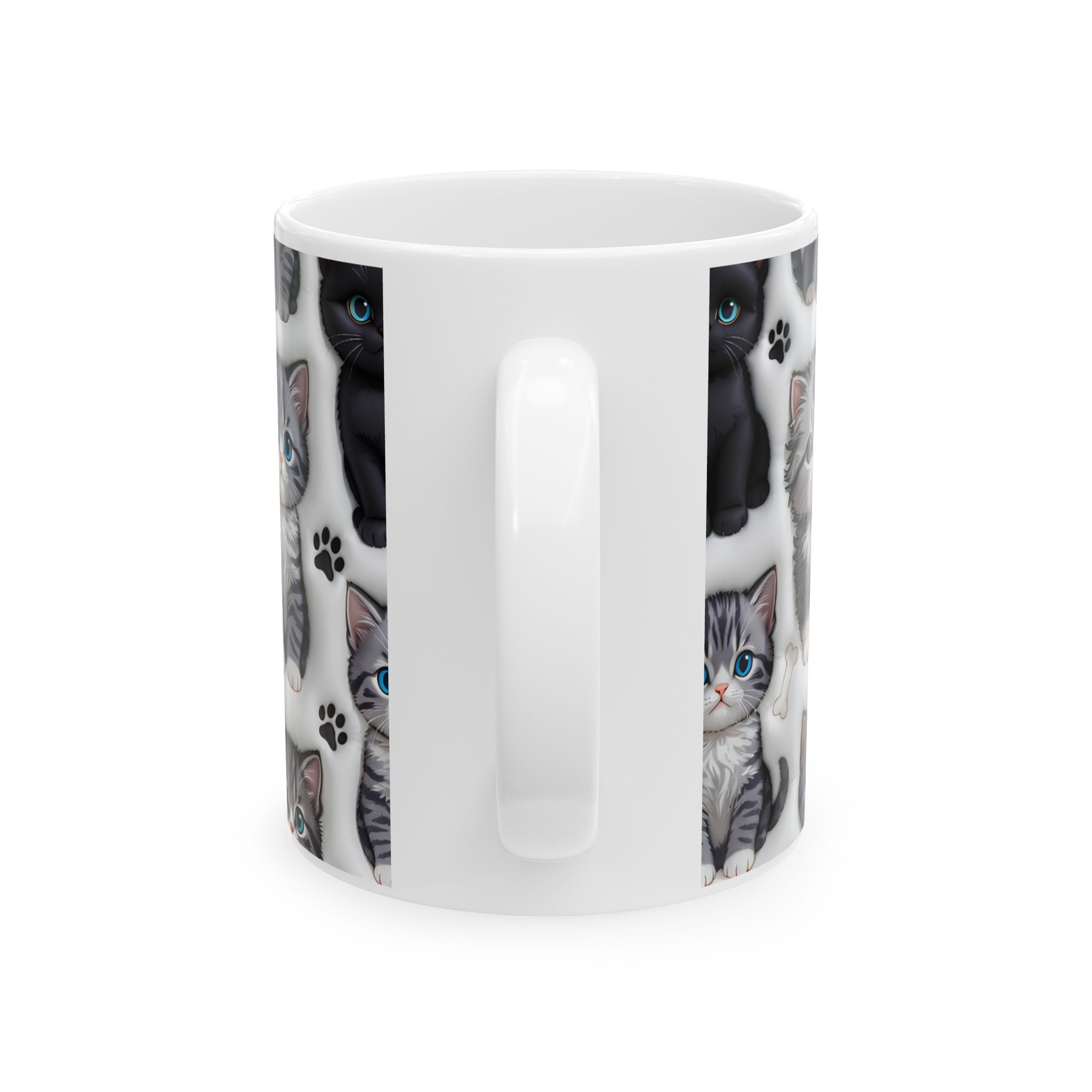Cute Black and Tabby Kittens Mug | Ceramic Cat Pattern Mug