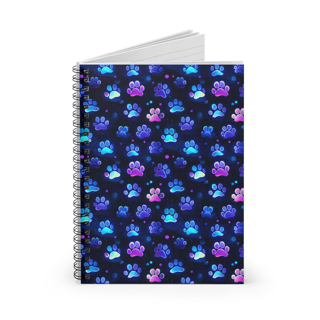 Colorful Paw Prints Spiral Notebook | Ruled Line