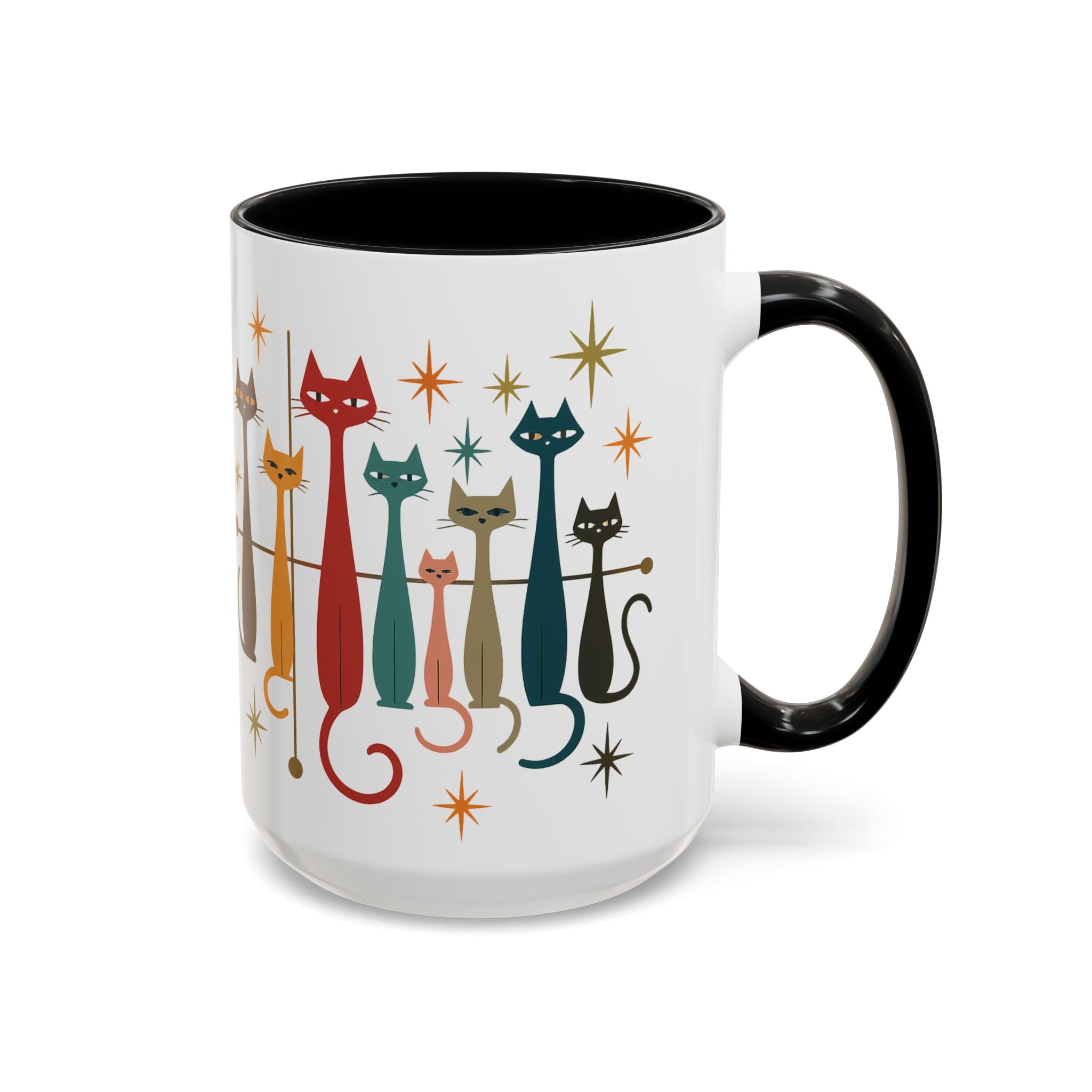 Retro Mid-Century Cats 1950s 1960s Accent Coffee Mug | 11oz 15oz