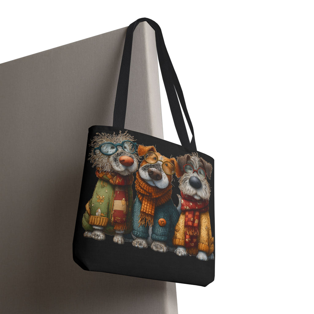 Three Cozy Dogs Tote Bag | Cute Winter Dogs Illustration