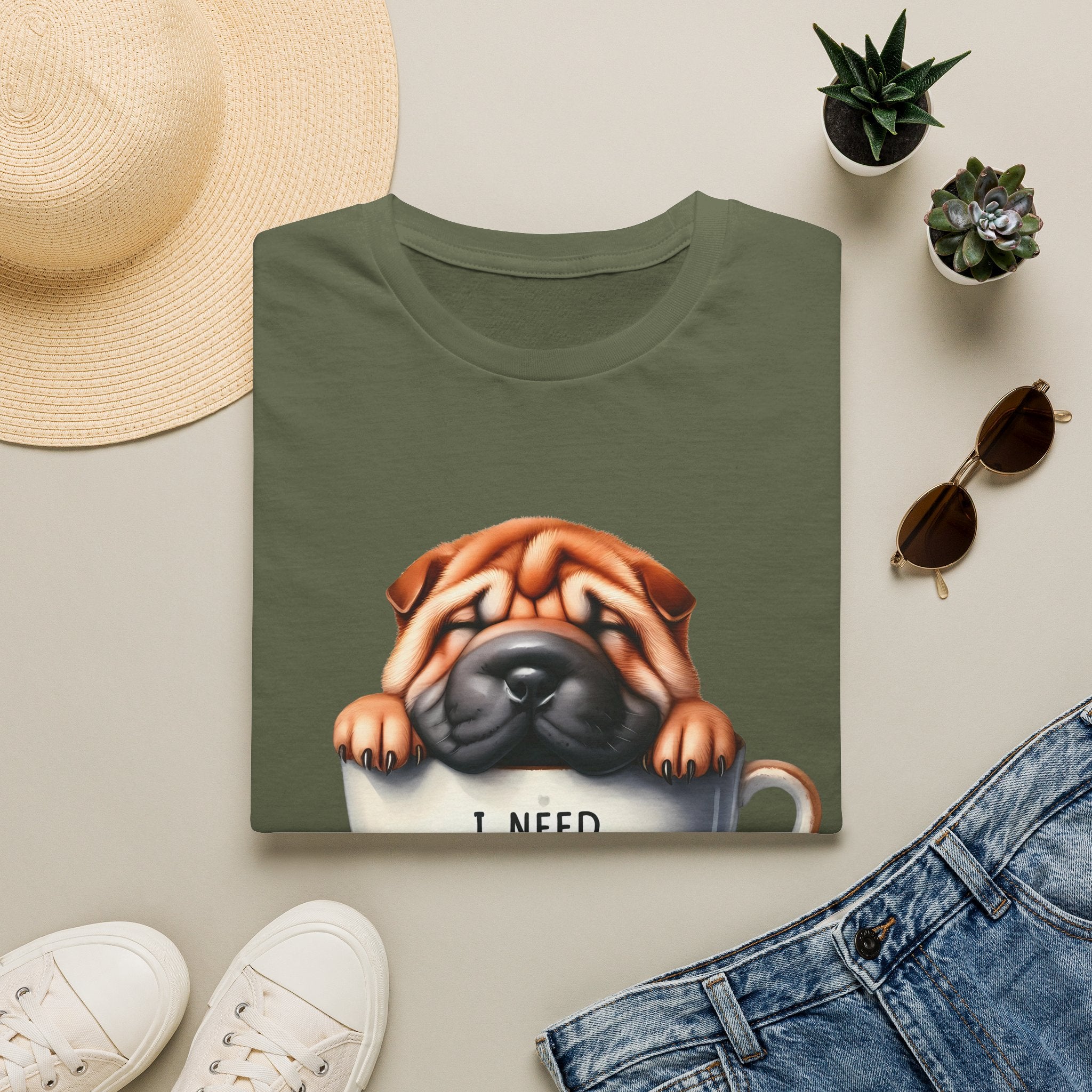 Pug in Coffee Cup T-Shirt | I Need Coffee Puppy Tee