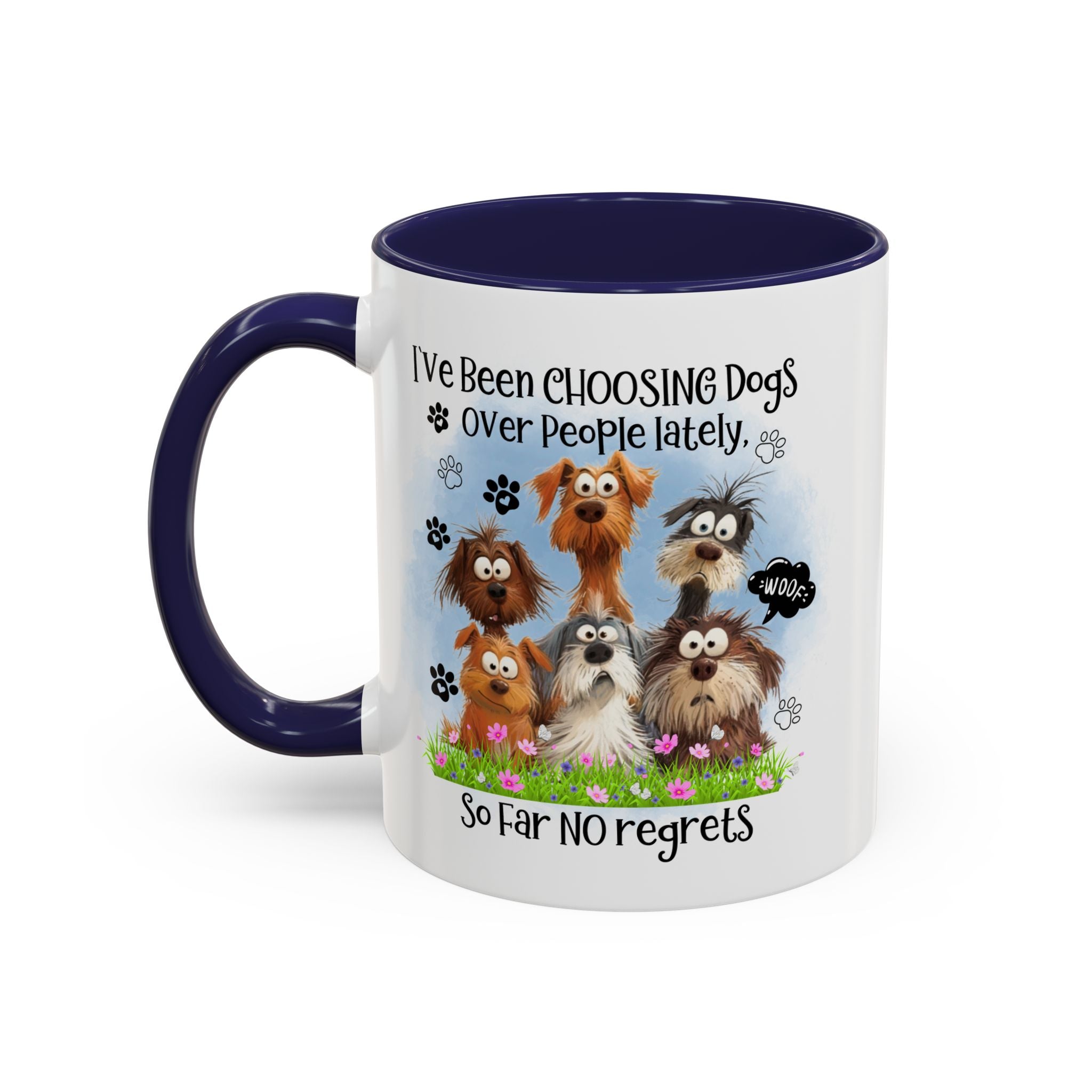 Choosing Dogs Over People Mug | Funny Cute Cartoon Dogs, 11oz 15oz Accent Coffee Mug