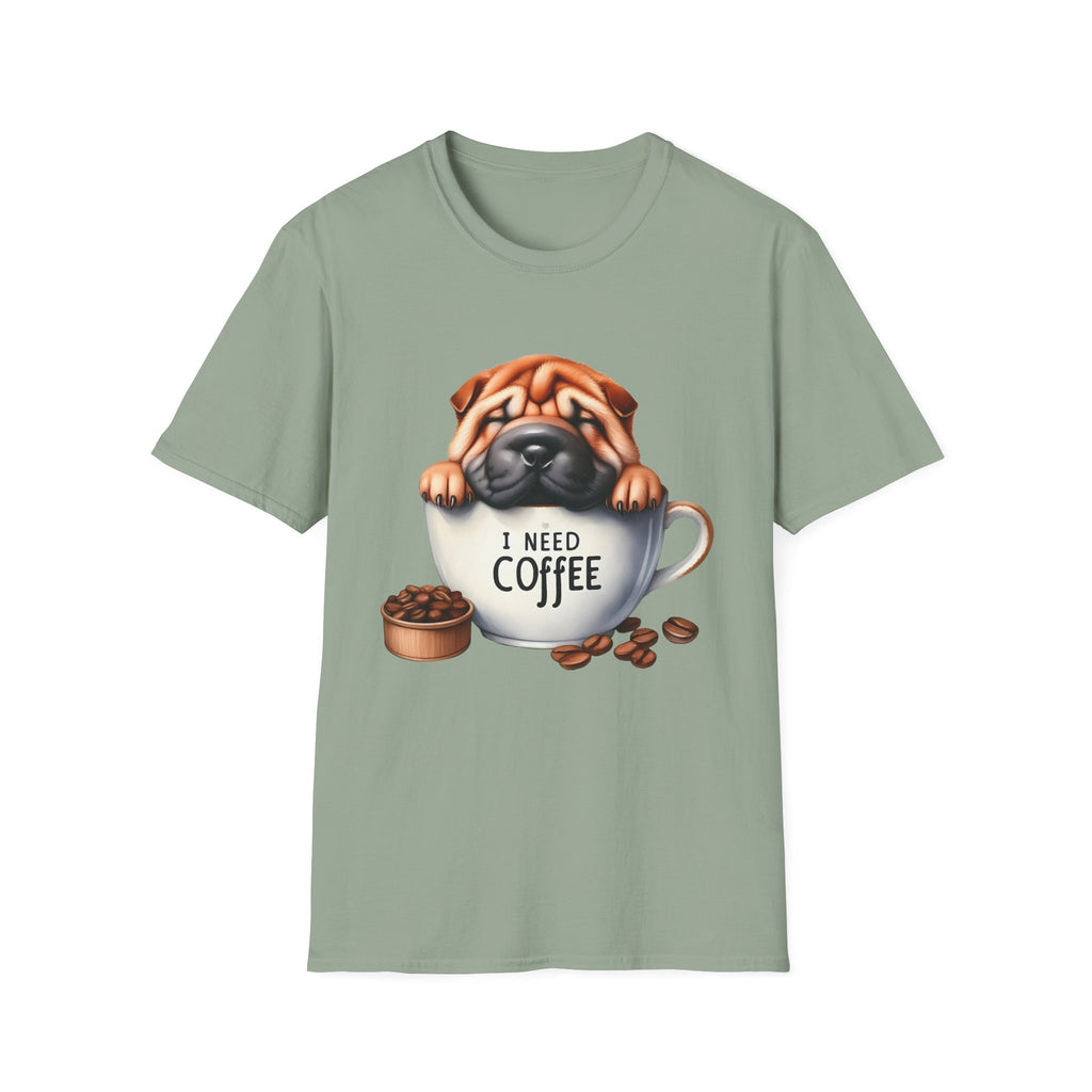 Pug in Coffee Cup T-Shirt | I Need Coffee Puppy Tee
